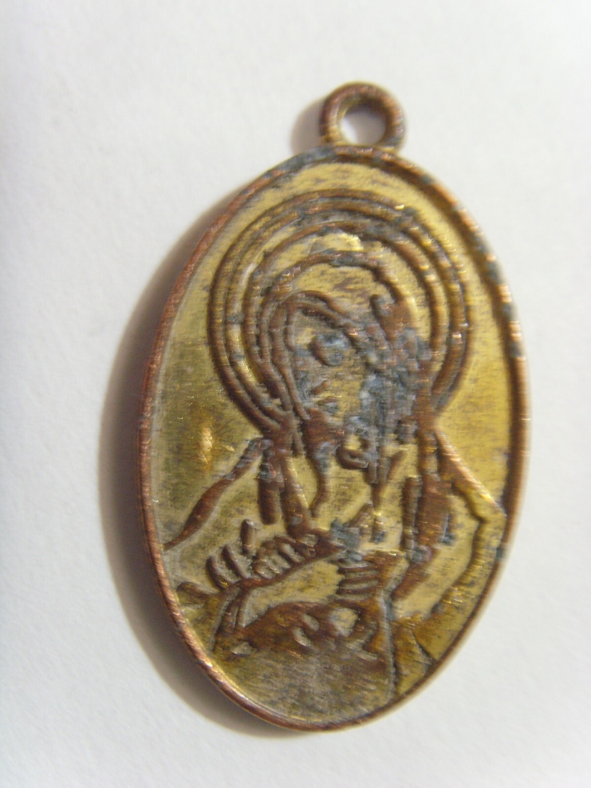 vintage catholic religious Saint Mary madre dolorosa pendant 51672