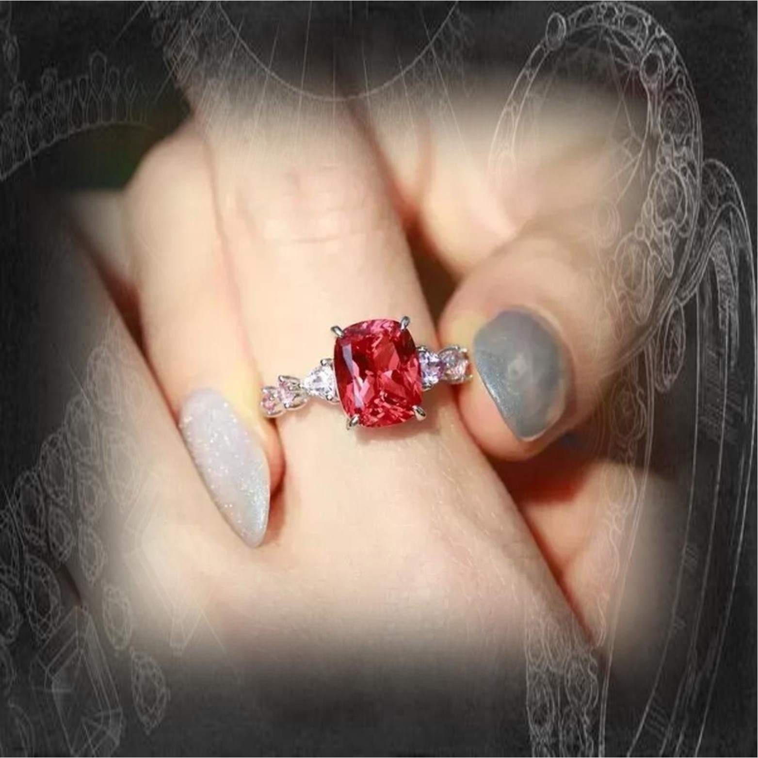 4.65 Ct Natural Ruby Diamond Anniversary Wedding Ring 14K Solid White Gold 4.65 Ct Natural Ruby Diamond Anniversary Wedding Ring 14K Solid White Gold
