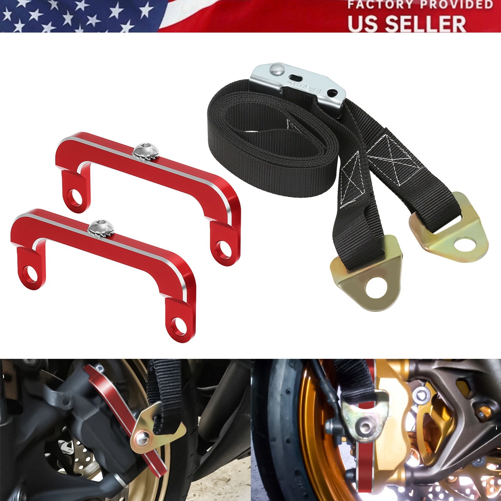 RED Front Lowering Strap Brackets Drag Roll Racing For SUZUKI HAYABUSA GSX1300R