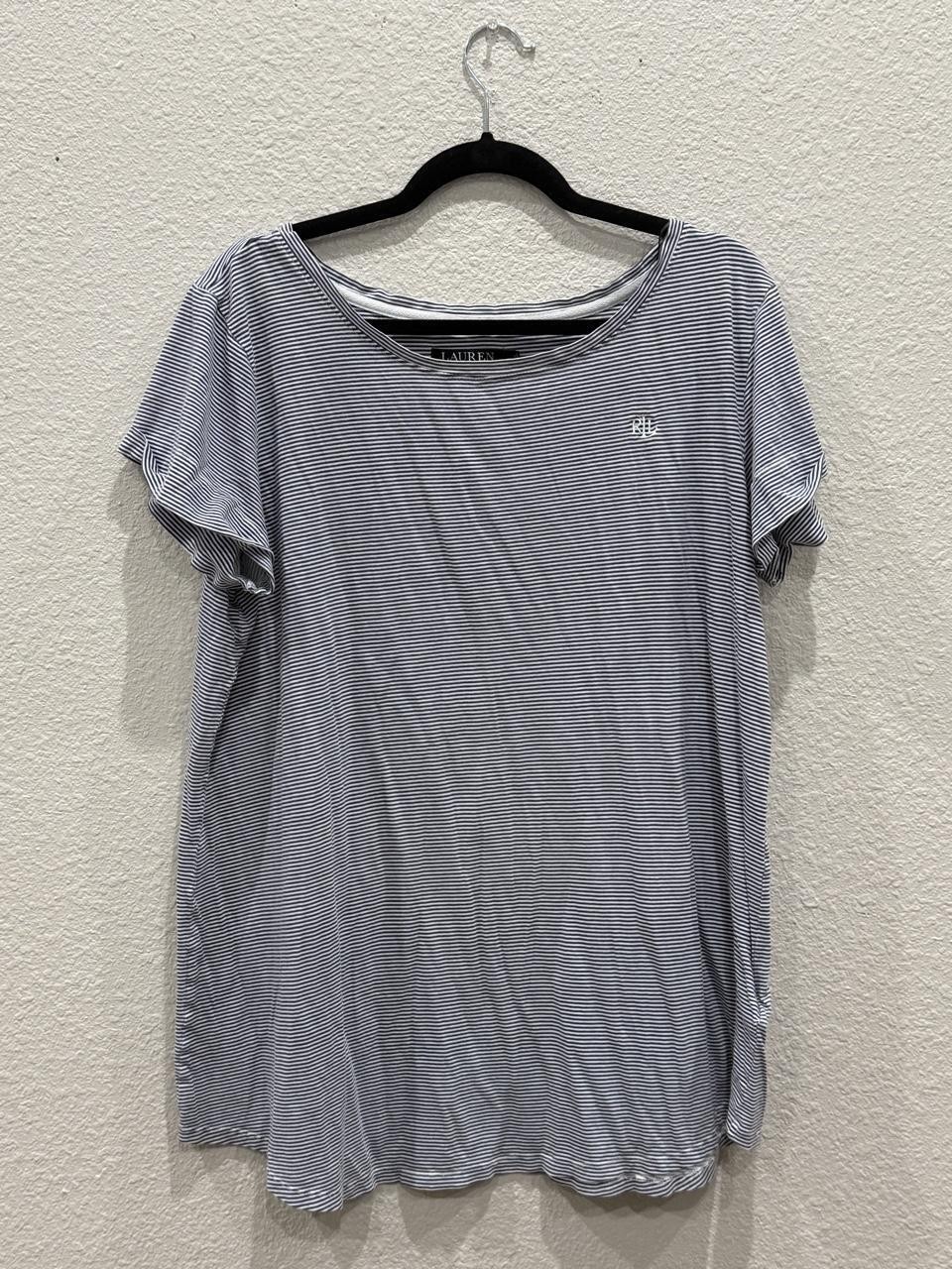Lauren Ralph Lauren Navy White Striped Short-Sleeve T-Shirt Size Large Lauren Ralph Lauren Navy White Striped Short-Sleeve T-Shirt Size Large