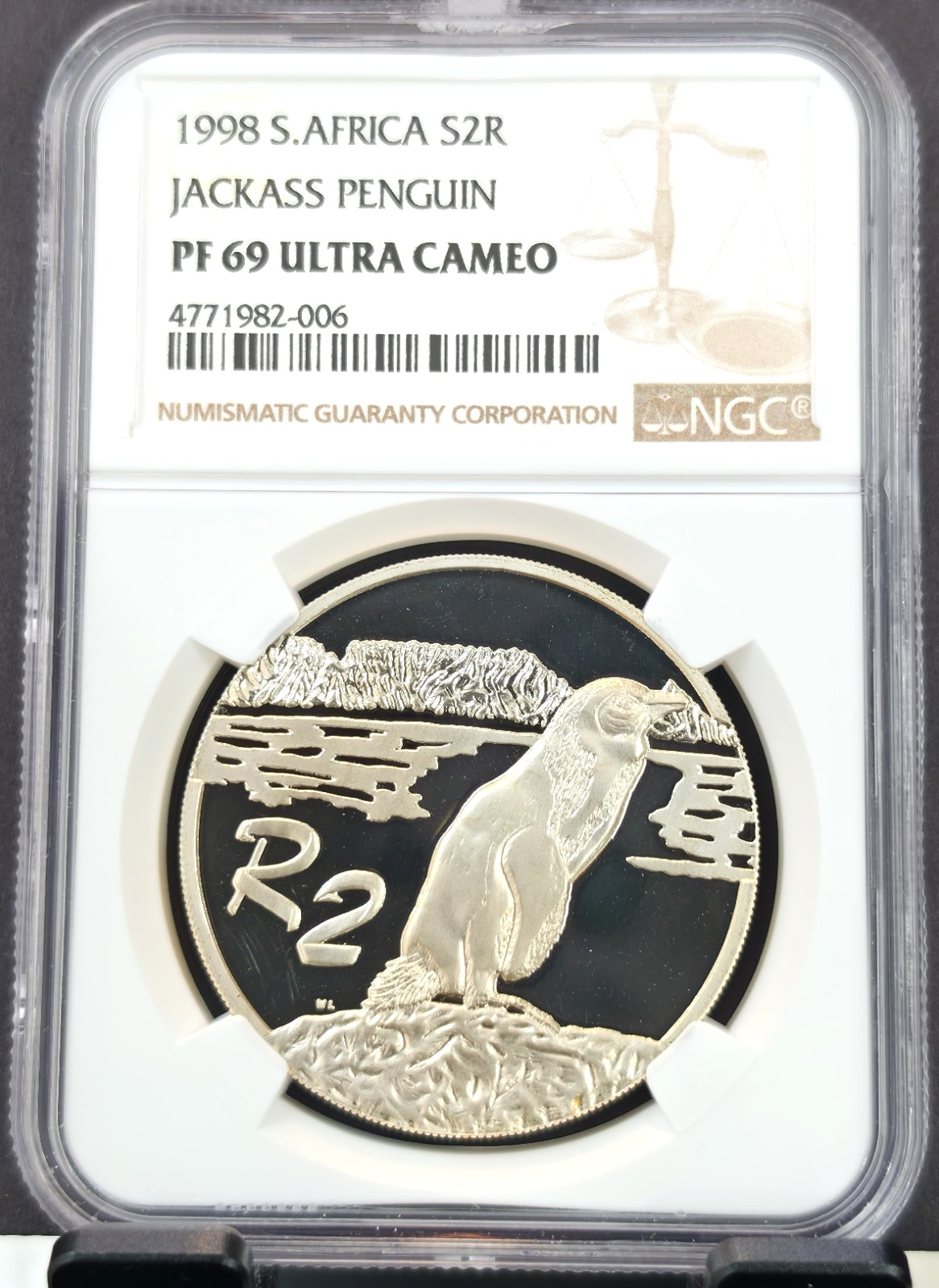 1998 SOUTH AFRICA SILVER 2 RAND S2R JACKASS PENGUIN NGC PF 69 ULTRA CAMEO RARE