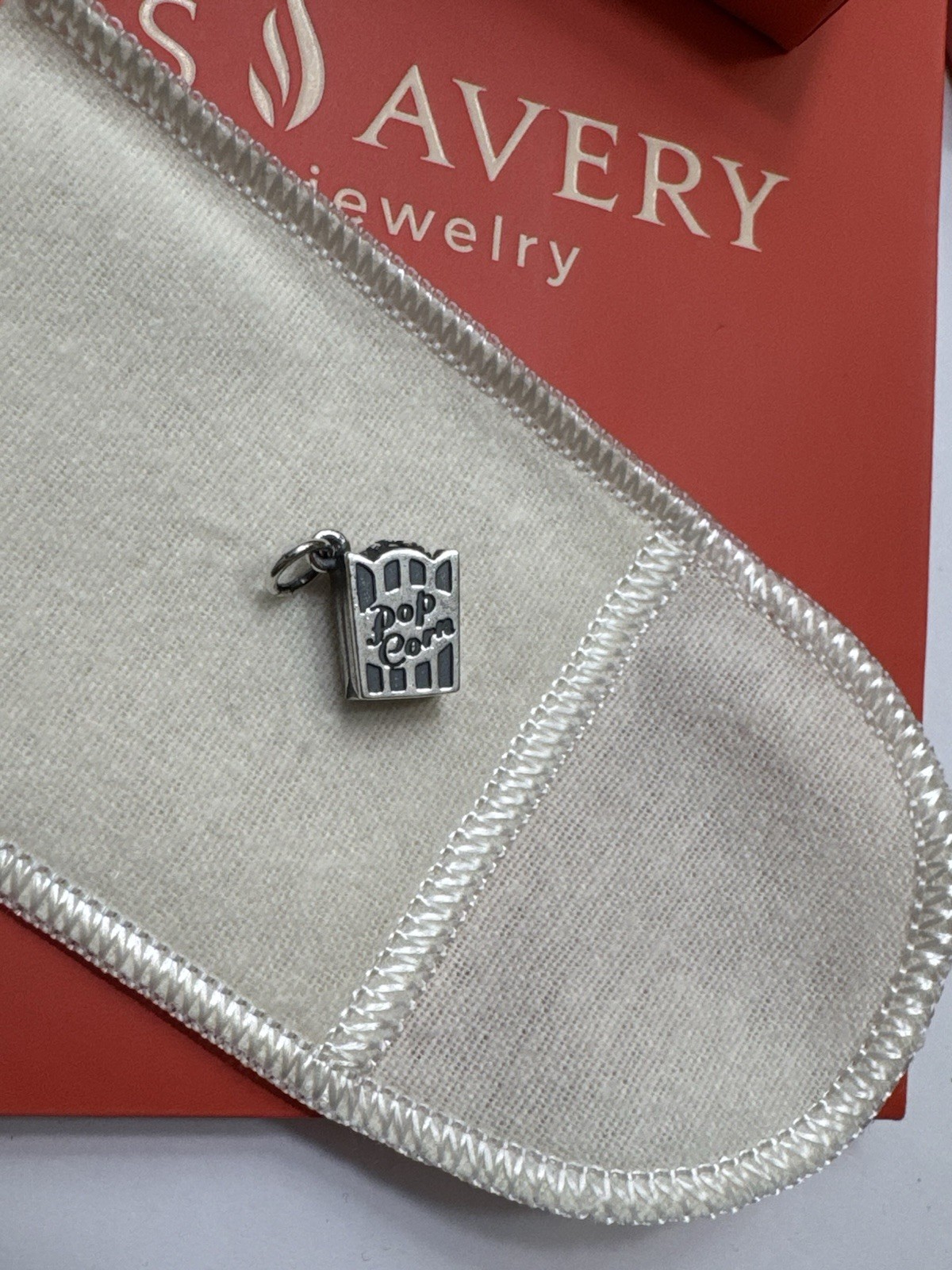 RARE Retired James Avery Sterling Silver 3D Popcorn Bag Charm Uncut Loop 925 HTF