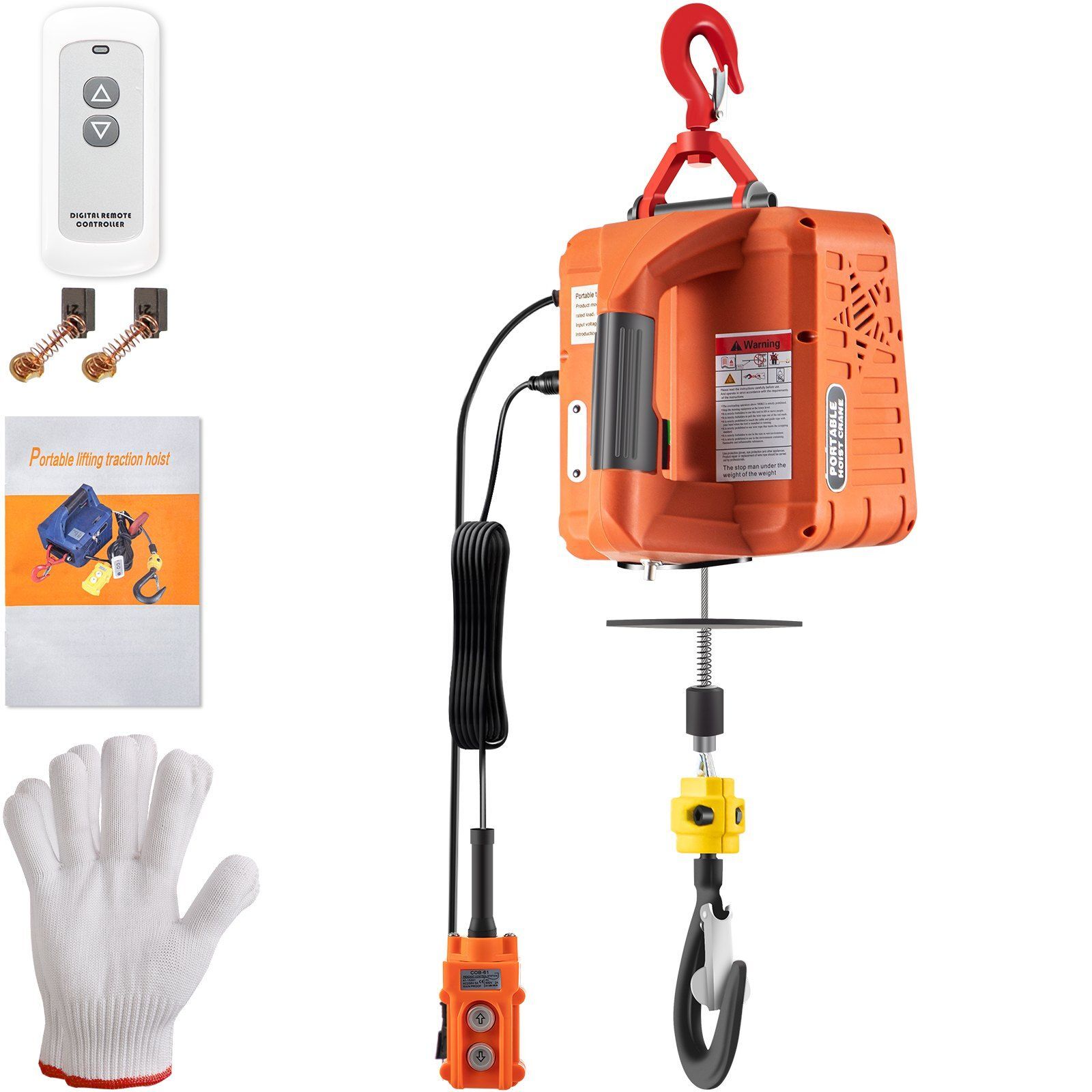 1100LB 3-in-1 Electric Hoist Winch 1500W 25ft Lifting Height with Remote Control