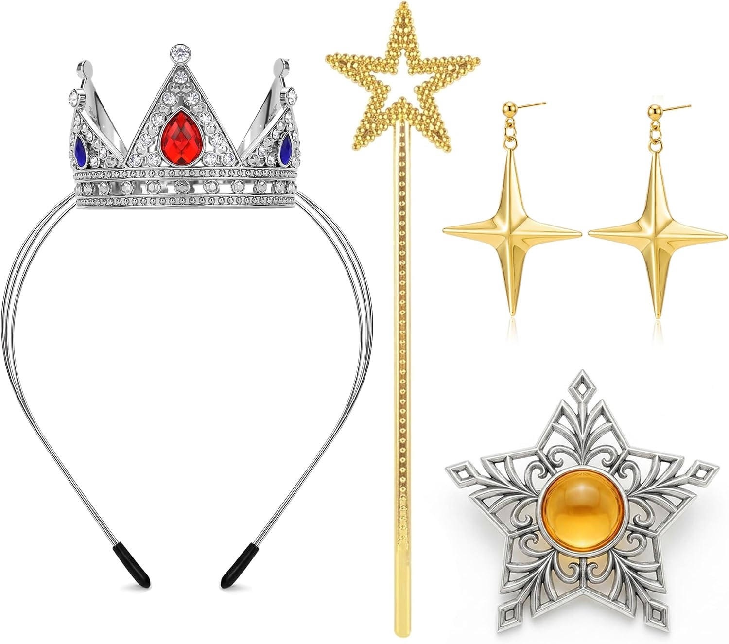 MELLIFO Princess Rosalina Costume Accessories Set Red Blue One Size, Gold