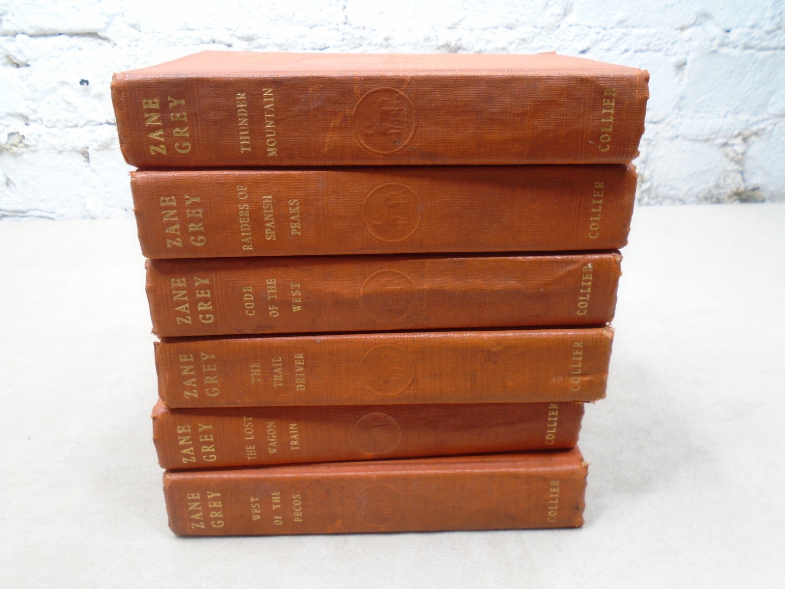 6 Zane Grey Vintage Hardcover Orange Books Set Collier & Sons 1930s Western Lot