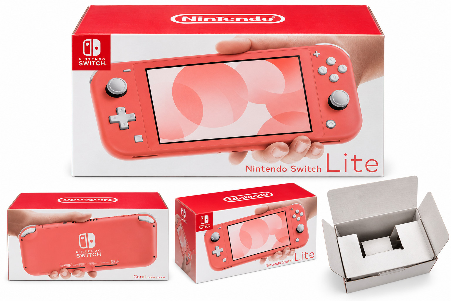 Nintendo Switch Lite Coral Original Retail Box ONLY w/ Inserts - Empty Box