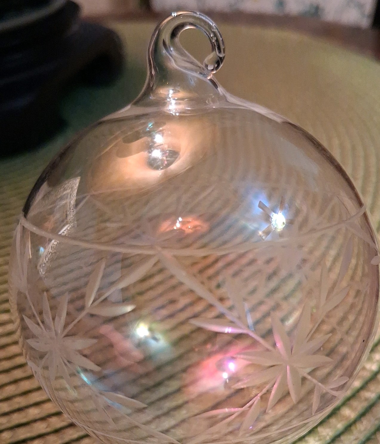 9 Vtg Clear Hand blown etched Glass 2 9 Vtg Clear Hand blown etched Glass 2