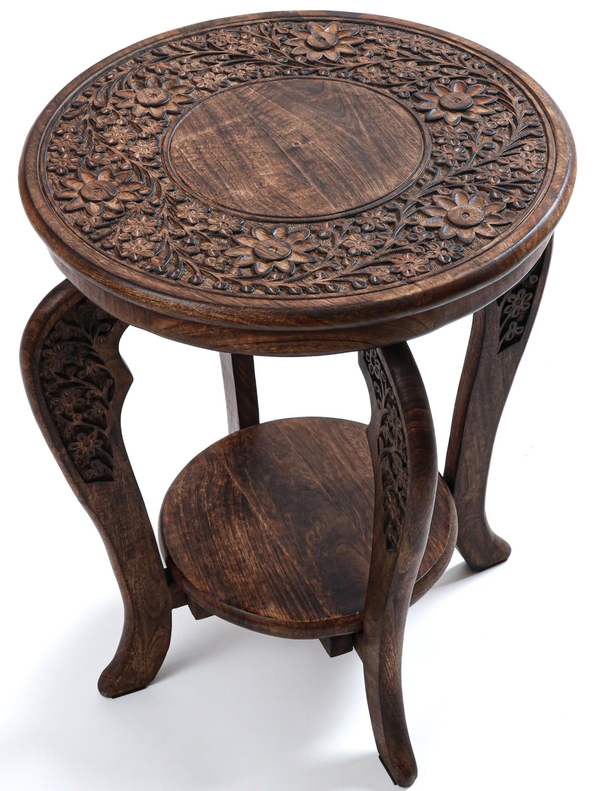 Woodify Side Table Hand-Carved Mango Wood – 18x22 Rustic 4 Legs 18x22, Burnt Woodify Side Table Hand-Carved Mango Wood – 18x22 Rustic 4 Legs 18x22, Burnt
