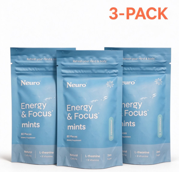 3pc Neuro Mints: Energy & Focus- Peppermint- 90 Pieces++ US -