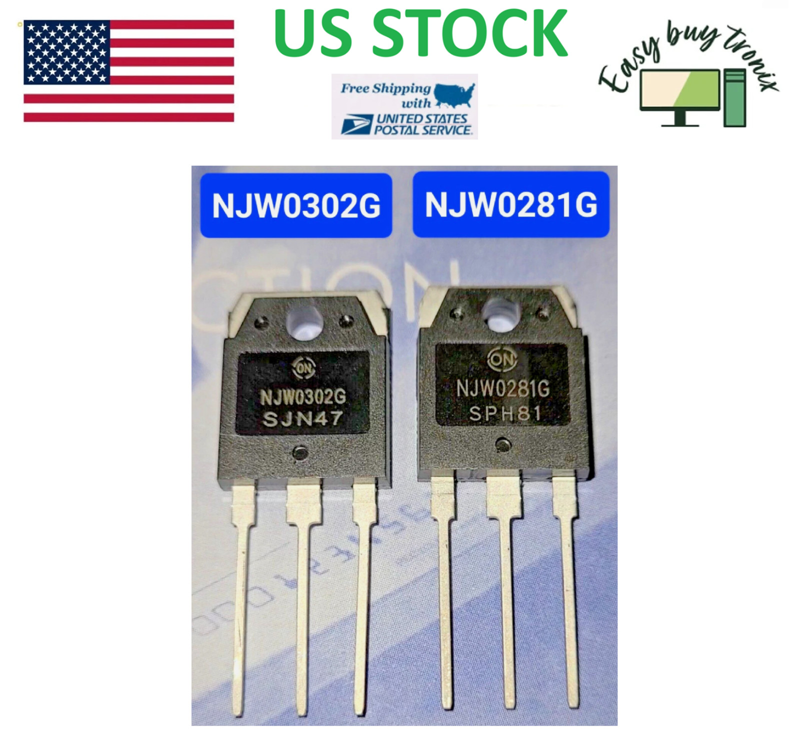 1pair (2pcs) NEW GENUINE ONSEMI NJW0281G NJW0302G Integrated Circuit, USA STOCK