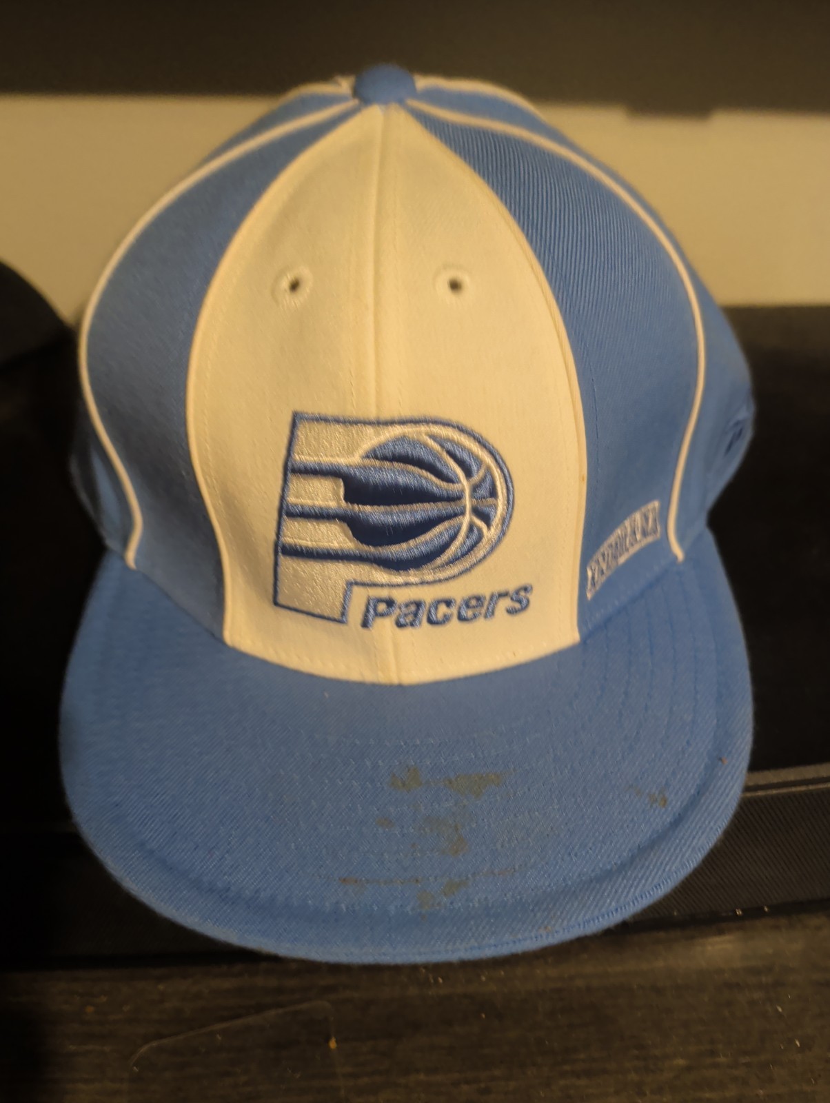 Vtg Reebok Indiana Pacers Fitted Hat Size 7 3/4 Carolina Powder Blue White NBA