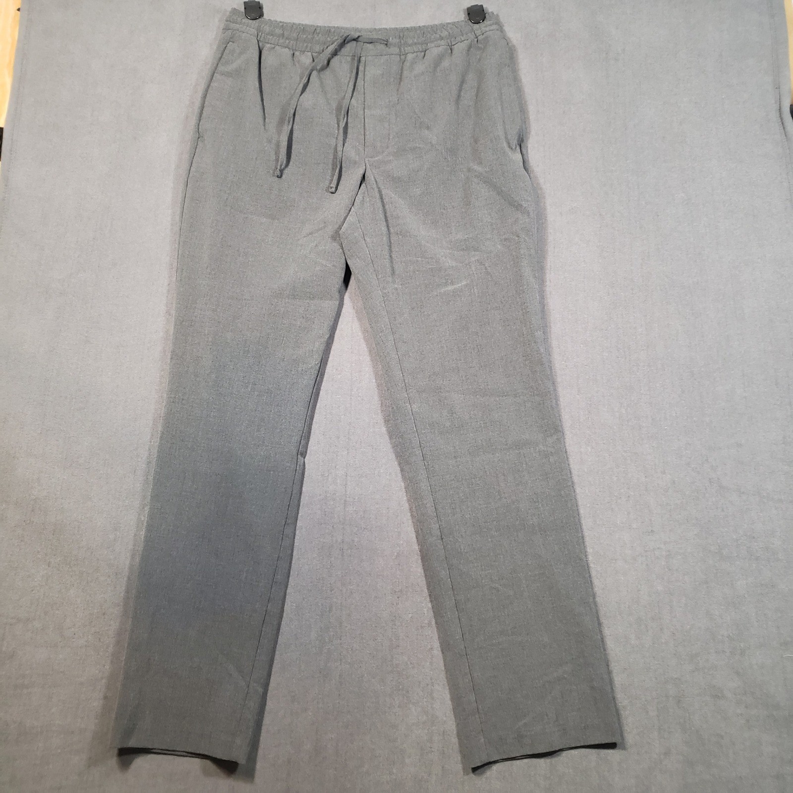 H&M Slim Fit Jogger Pants Mens Medium Gray Drawstring Elastic Waist Trousers