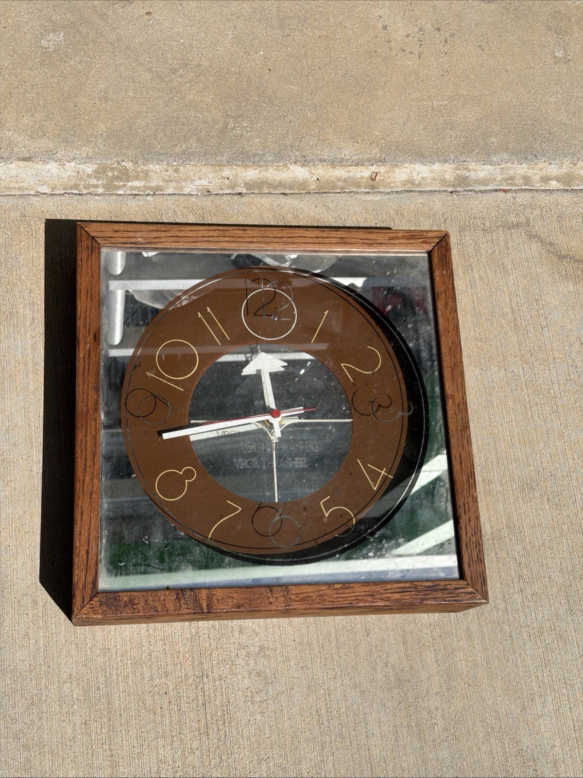 Rare Virgil Thrasher Desk Clock Lucid Lines Hoursakes 1976 Mirror Art Deco Style