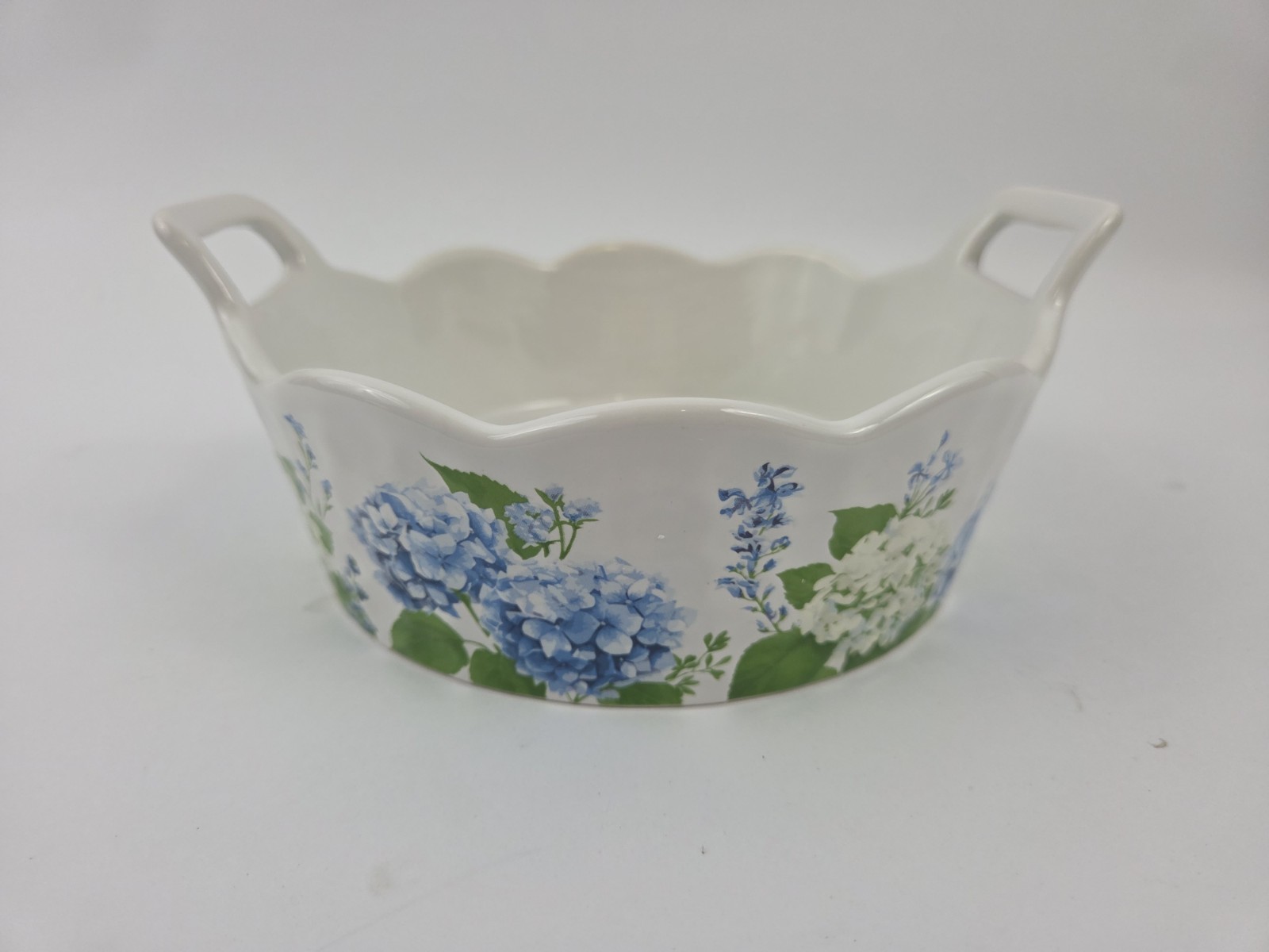 Temp-tations Round 0.75 qt. Handled Baker Casserole Hydrangea