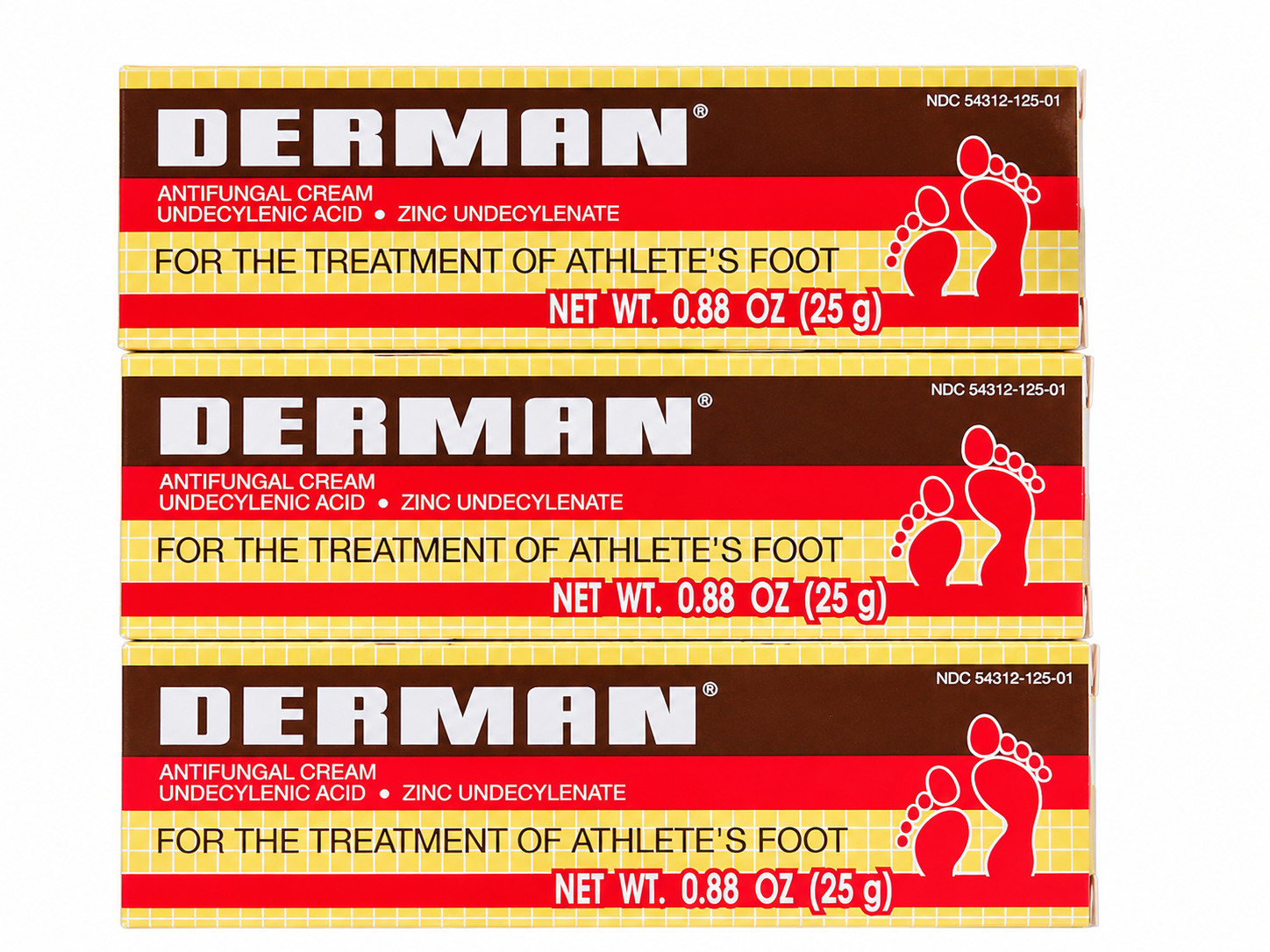 Derman Zinc Undecylenate Antifungal Cream .88 oz (Pack of 3) – Athlete\'s Foot T
