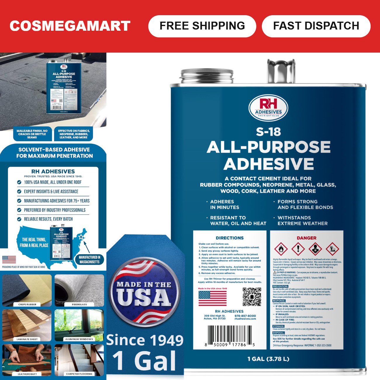All-Purpose Contact Cement Adhesive 1 Gallon - Ideal for Upholstery & Headliner All-Purpose Contact Cement Adhesive 1 Gallon - Ideal for Upholstery & Headliner