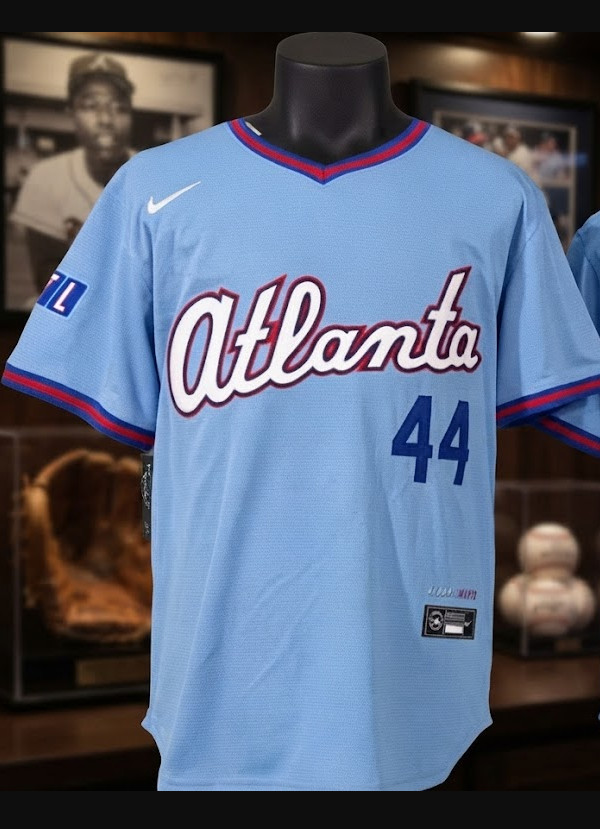 2026 Hank Aaron #44 Atlanta Braves Powder Blue City Connect Jersey NWT- Size 2XL