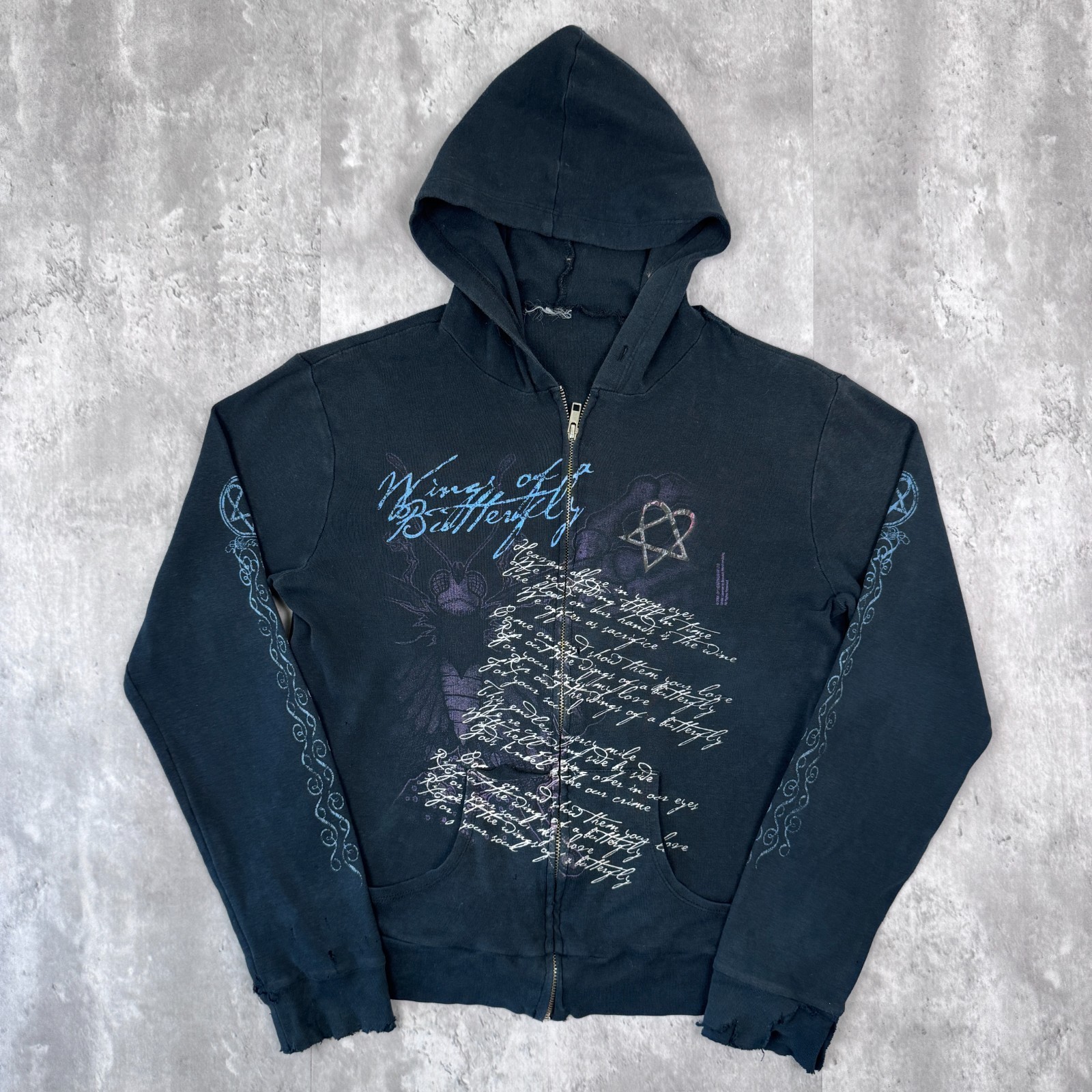Vintage HIM Heartagram Hoodie Adult S Bam Margera Myspace Goth Emo Band 2005