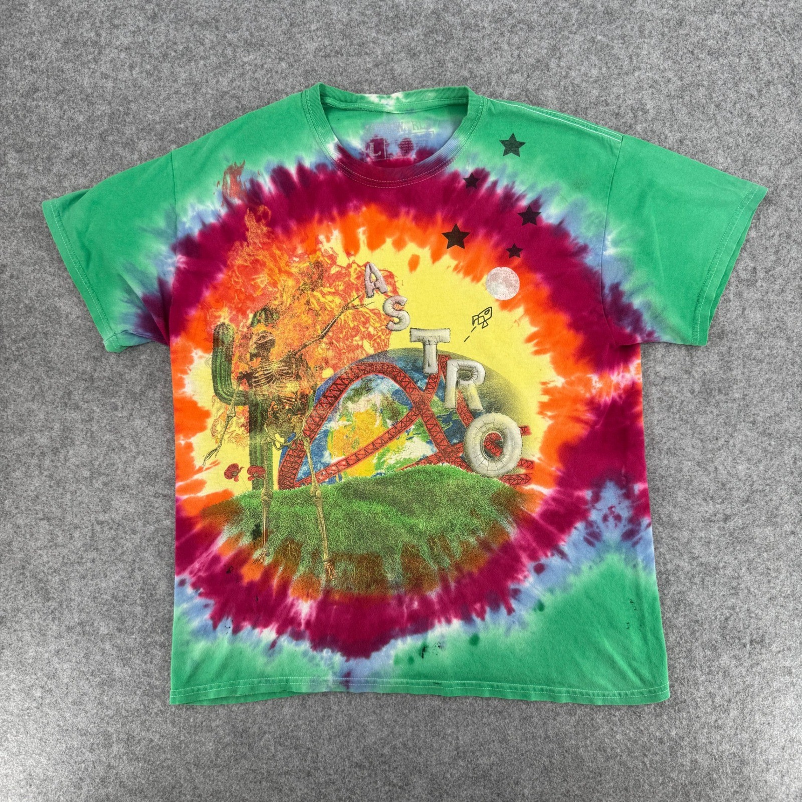 Astroworld Wish You Were Here Tie Dye Multi Color Travis Scott Shirt Size Large