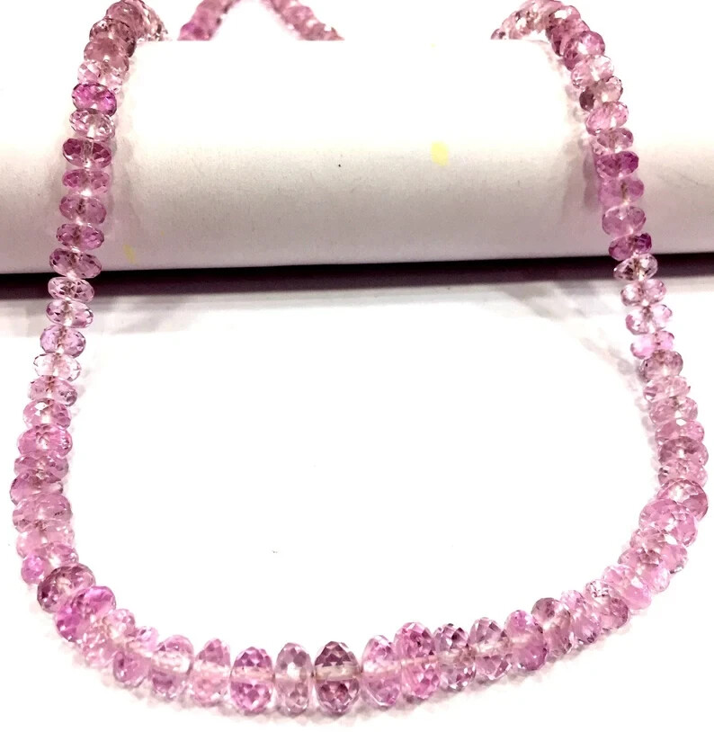 AAAA+QUALITY Rare Light Pink Sapphire Faceted Beads Rondelle Rose Gemstone Beads