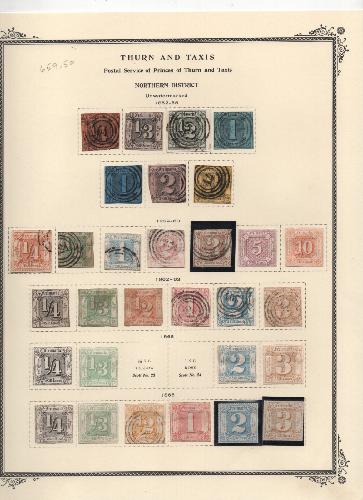 Thurn And Taxis 1852-1867 Collection Of 54 Stamps Mint & Used On Scott Pages