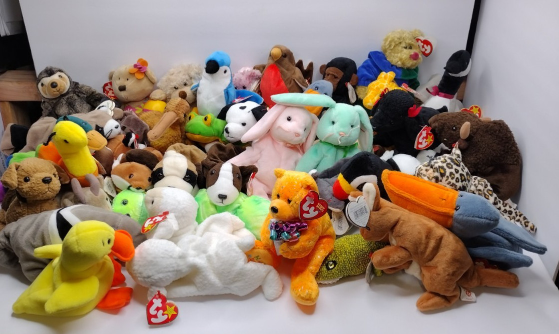 Vintage TY Beanie babies lot of 43 NWT Different Years Animal Plush