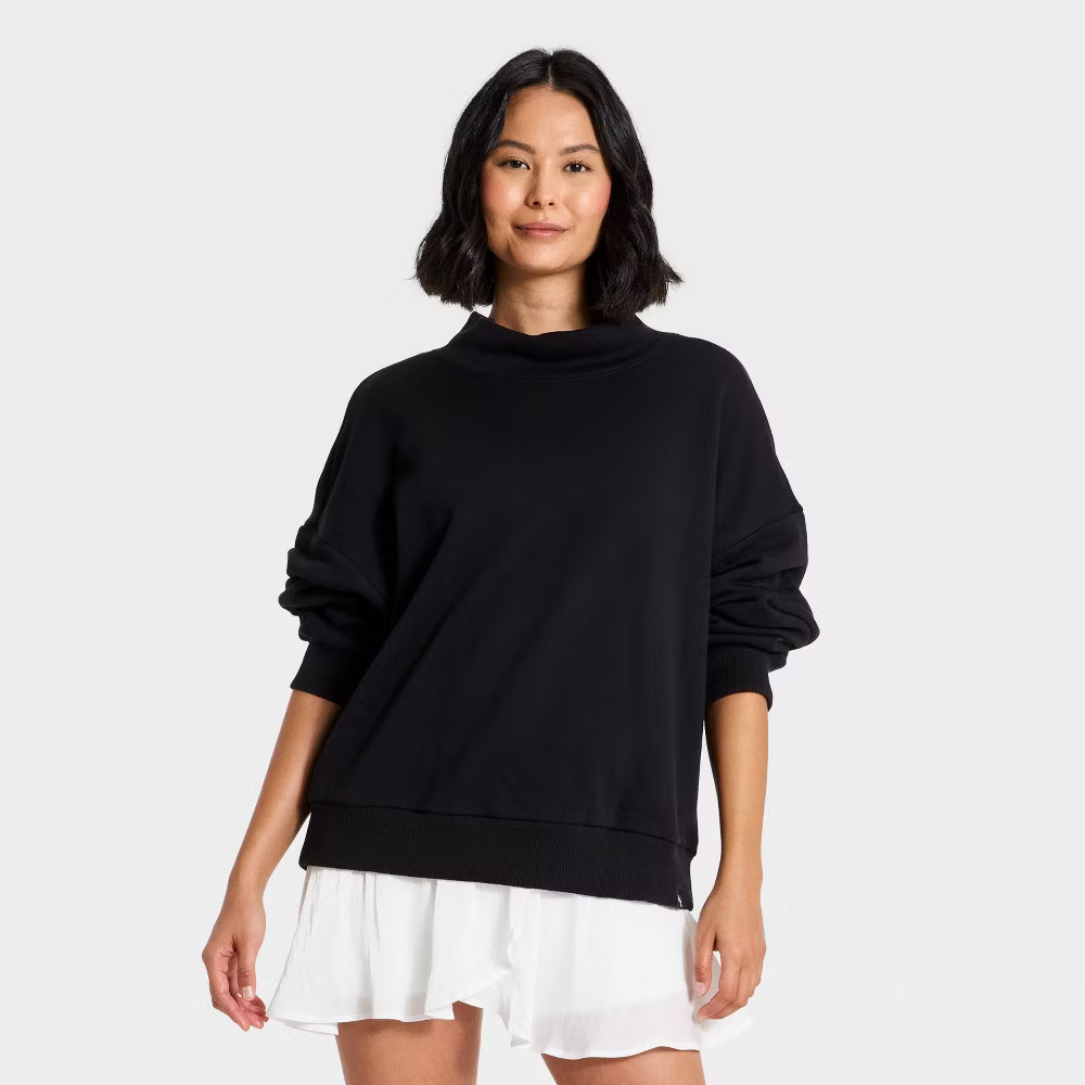 Women\'s Mockneck Active Pullover - JoyLab Black M