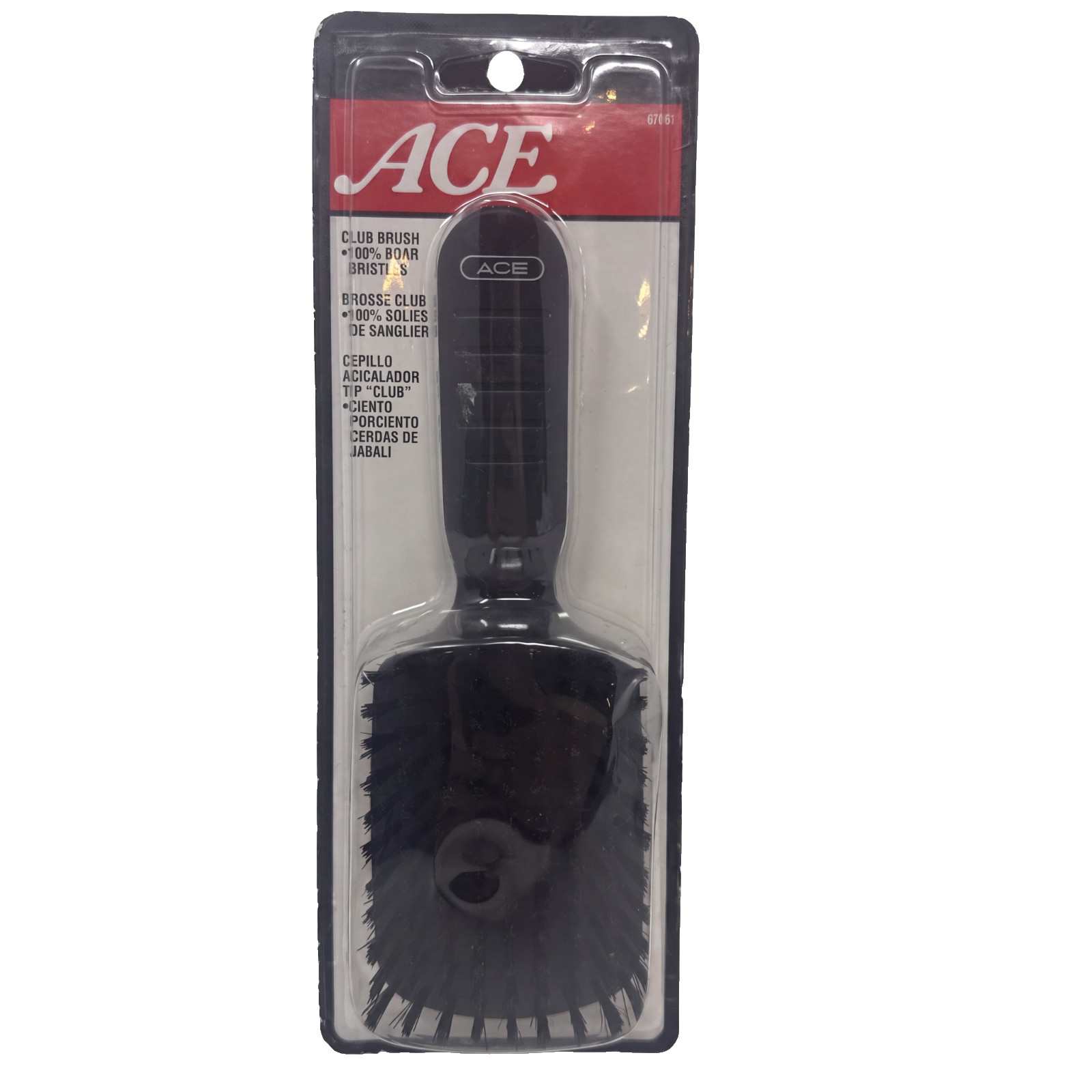 Vintage 2006 ACE Club Goody Brush Boar Bristles Black 67661 Hairbrush Open New Vintage 2006 ACE Club Goody Brush Boar Bristles Black 67661 Hairbrush Open New