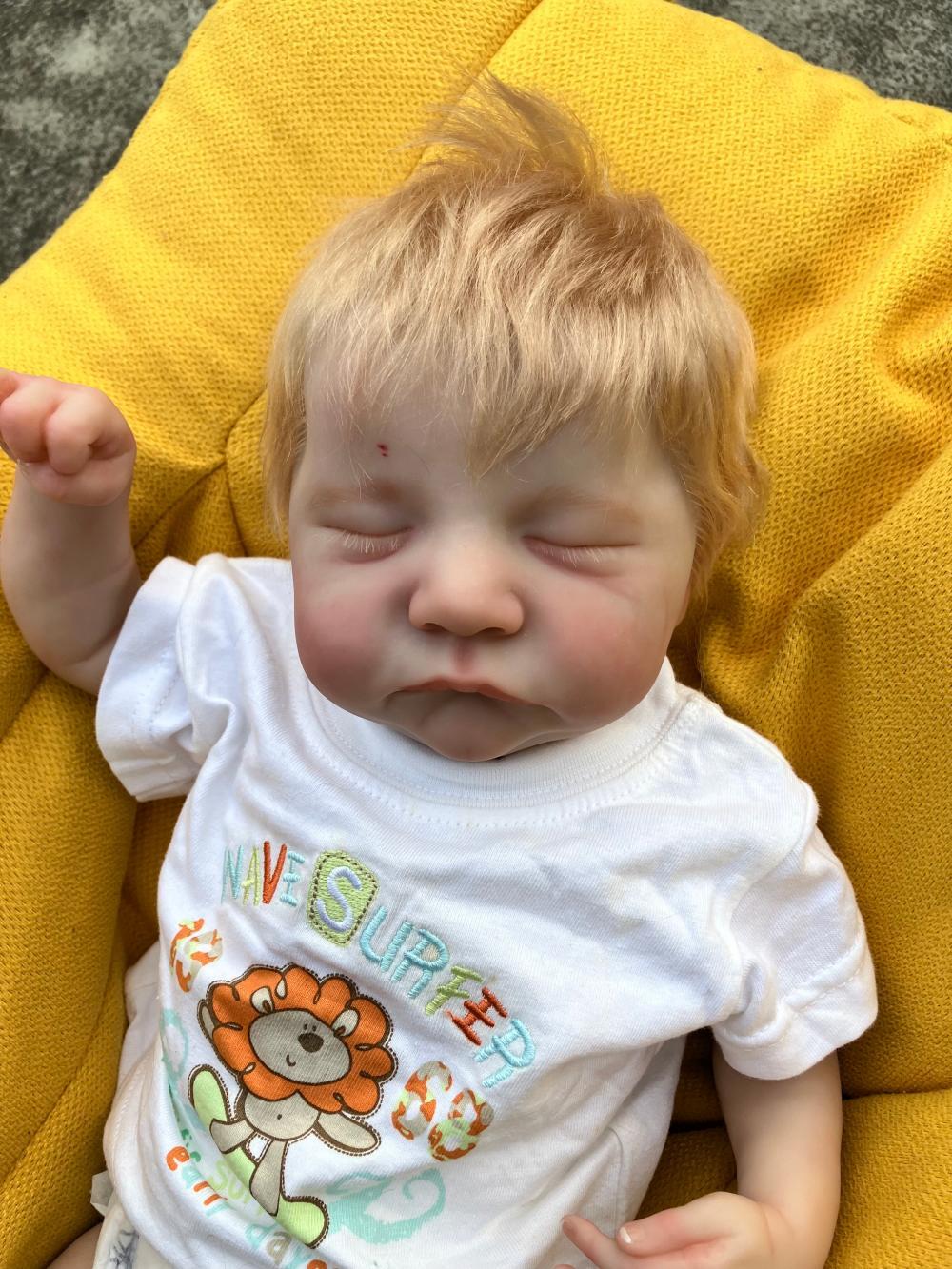 19in Finished Reborn Baby Doll Hand-Rooted Mohair Newborn Bebe Art Levi Gifts