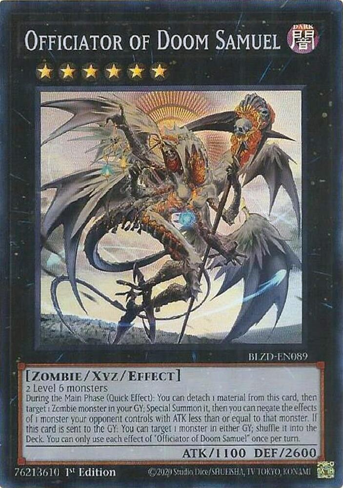 YUGIOH 1x Officiator of Doom Samuel Super Rare BLZD-EN089 NM YUGIOH 1x Officiator of Doom Samuel Super Rare BLZD-EN089 NM