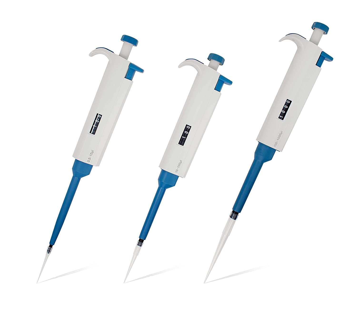 MicroPipette Kit: 3 IVYX Scientific Pipettors (0.5-10μl; 10-100μl; 100-1000μl)