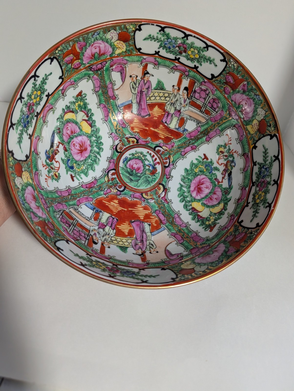 CHINESE ANTIQUE PORCELAIN FAMILLE ROSE MEDALLION BOWL XLarge 