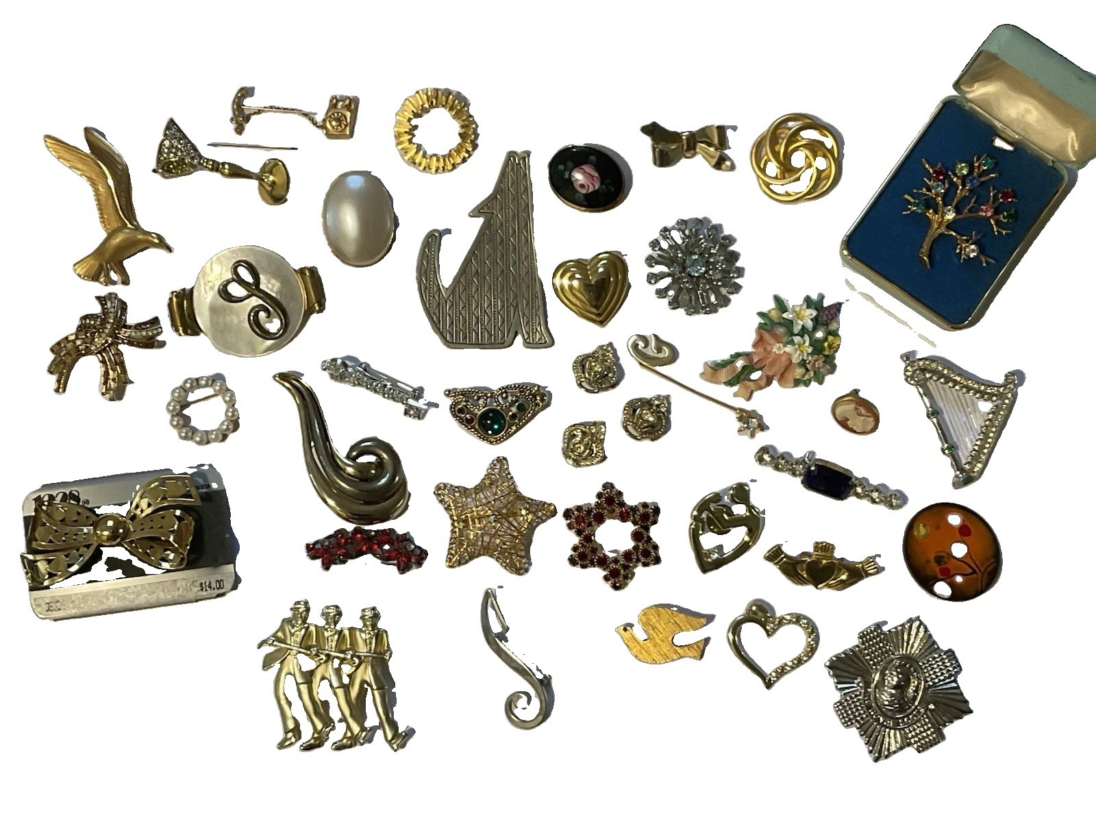 Estate Brooch Pin Lot Rhinestone Gold Silver Tone Vintage Jewelry Carnegie 35+
