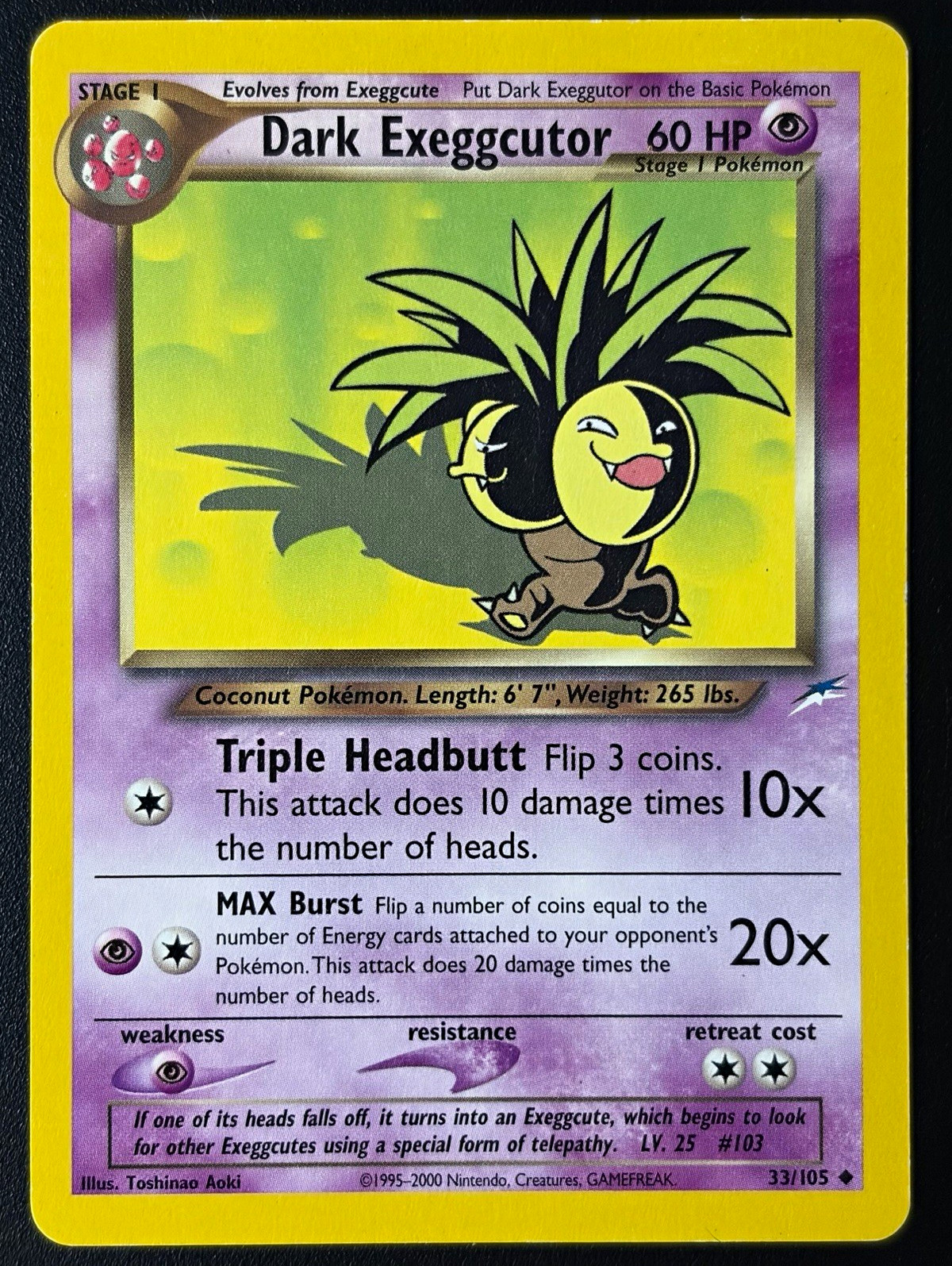 2002 Dark Exeggutor 33/105 Neo Destiny Unlimited Uncommon LP