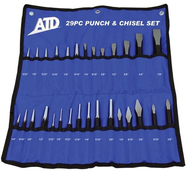 ATD 29pc Master Punch and Chisel Set with Roll Pouch #729