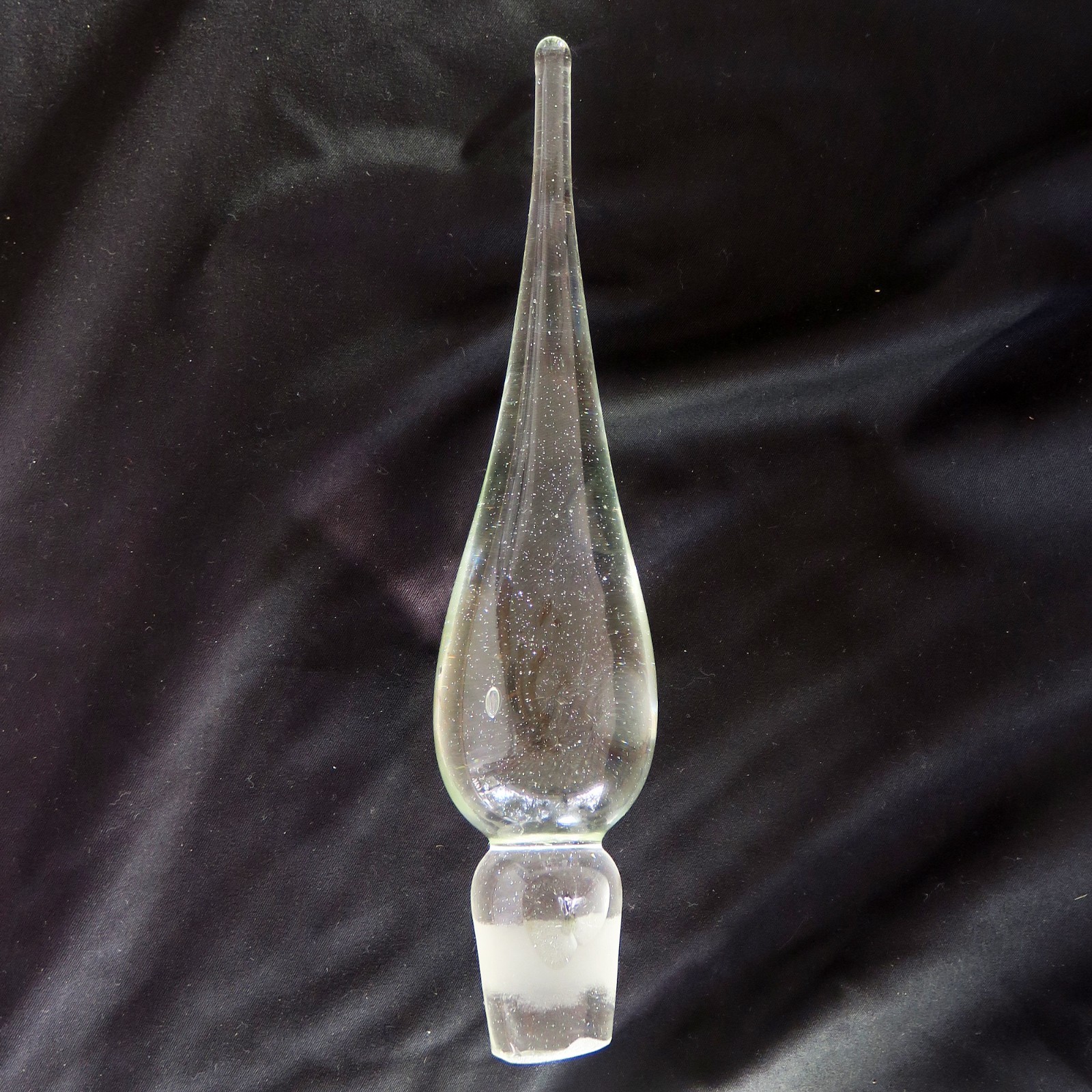 Vintage MCM Handmade Flame Teardrop Clear Glass Bottle Stopper 9-1/2 Vintage MCM Handmade Flame Teardrop Clear Glass Bottle Stopper 9-1/2