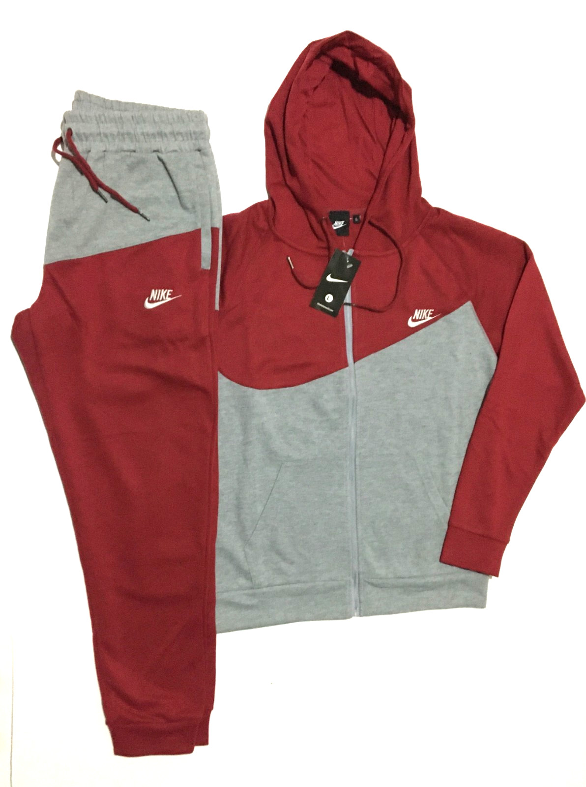 Men Nike Tech Two Tone Burgundy and Gray New Men Nike Tech Two Tone Burgundy and Gray New