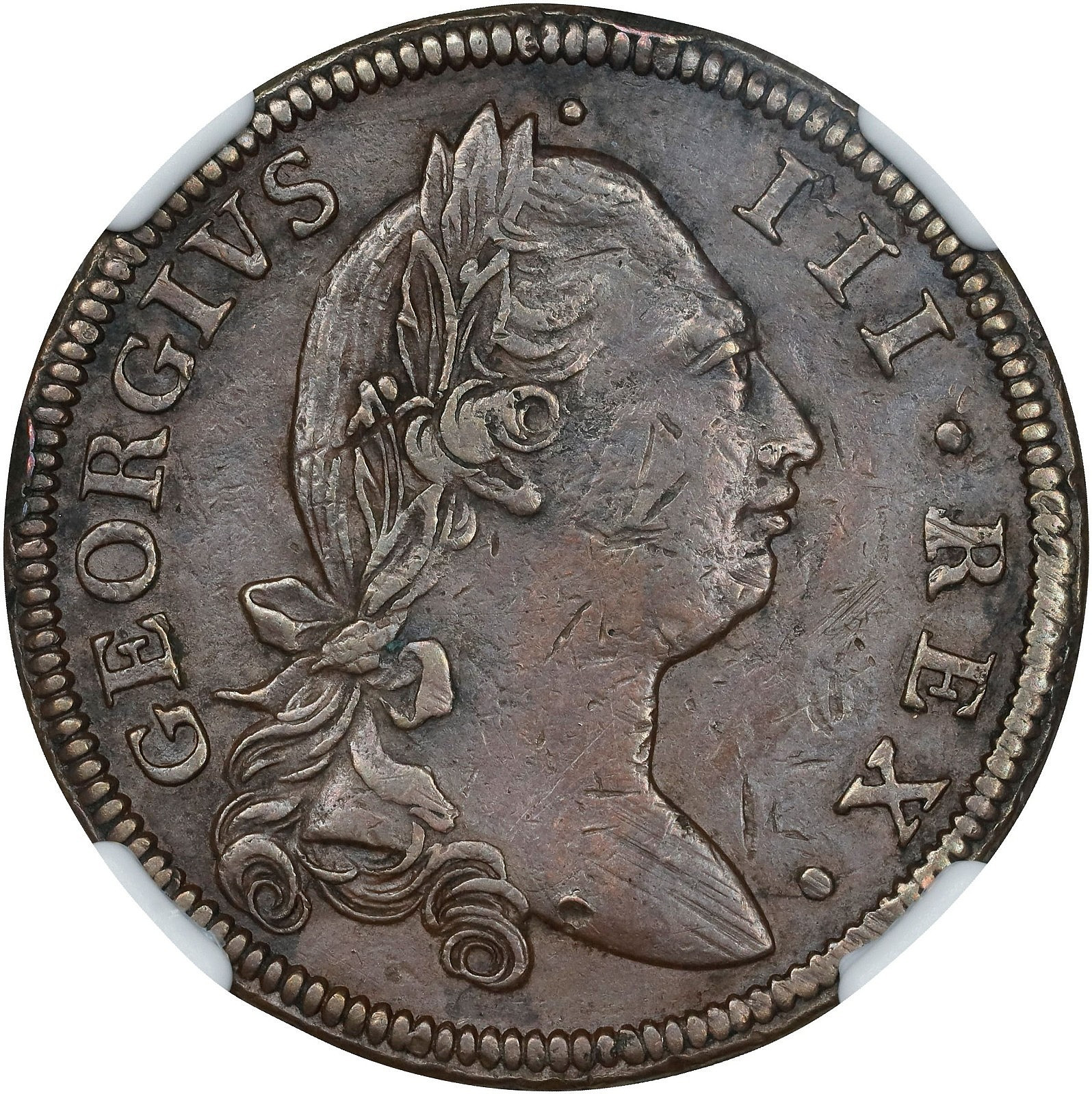 1775 IRELAND GEORGE III COPPER 1/2 PENNY LONDON MINT KM-140 NGC PROOF DETAILS