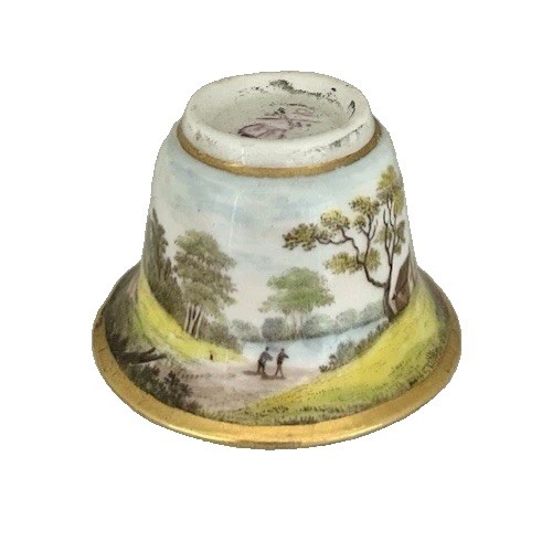 DERBY PORCELAIN EXCEEDINGLY RARE MORTAR PAINTED BY GEORGE ROBERTSON C1790