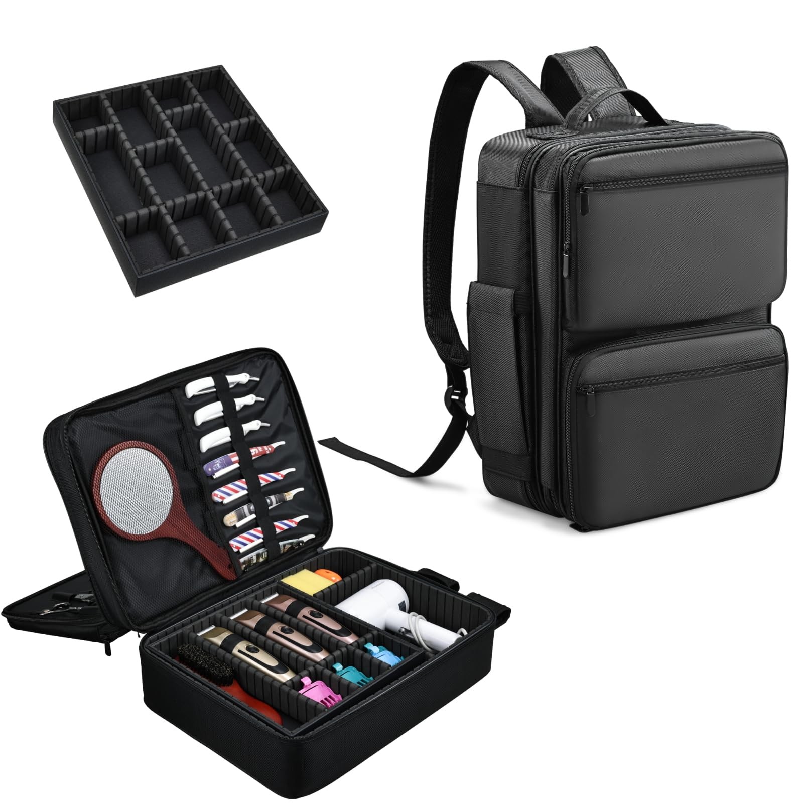 Yueieoun Barber Bag with Detachable Tray, 16.8in Travel Backpack for Clippers... Yueieoun Barber Bag with Detachable Tray, 16.8in Travel Backpack for Clippers...