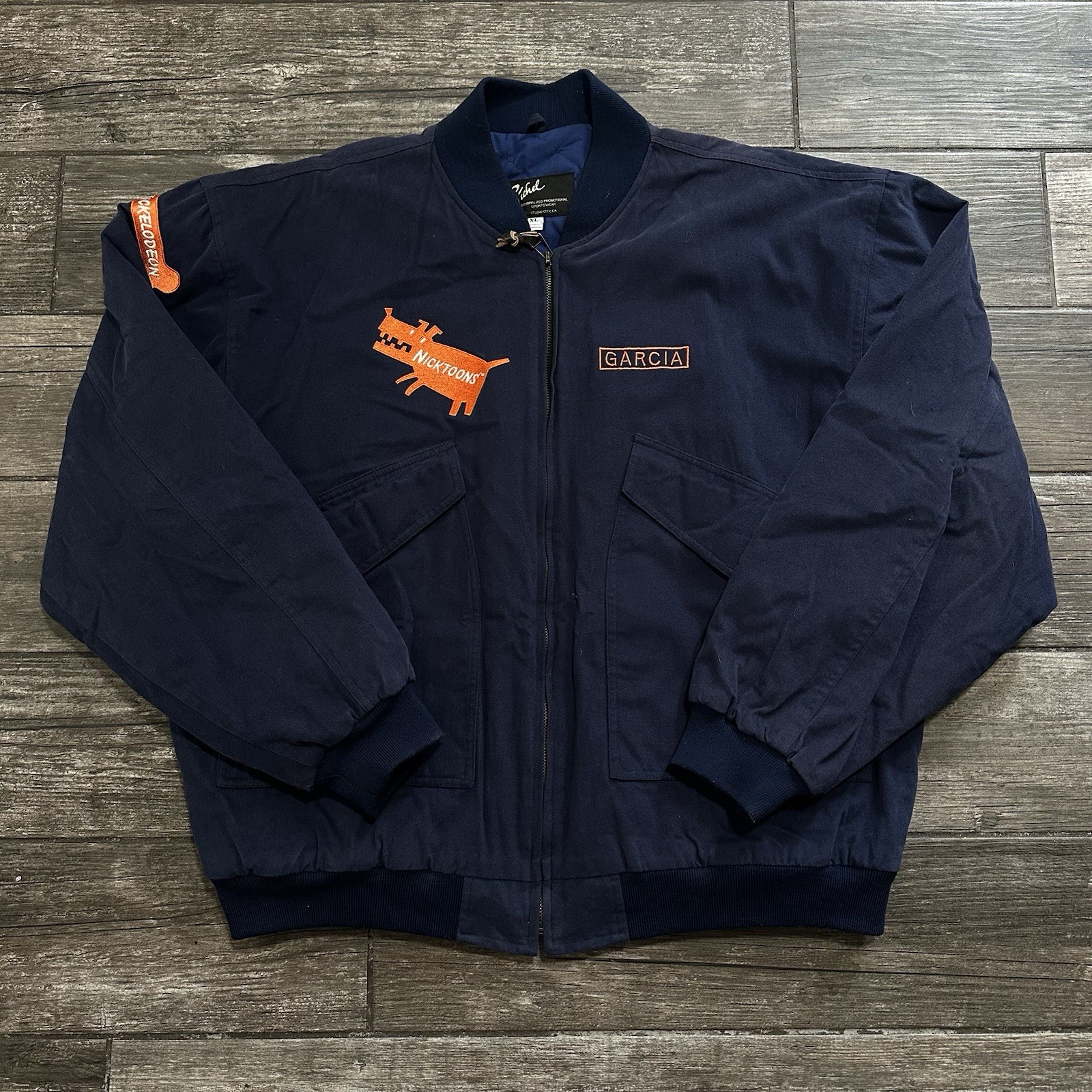 VTG 90s NICKELODEON NICKTOONS BLUE CAST & CREW EMPLOYEE JACKET SZ XL