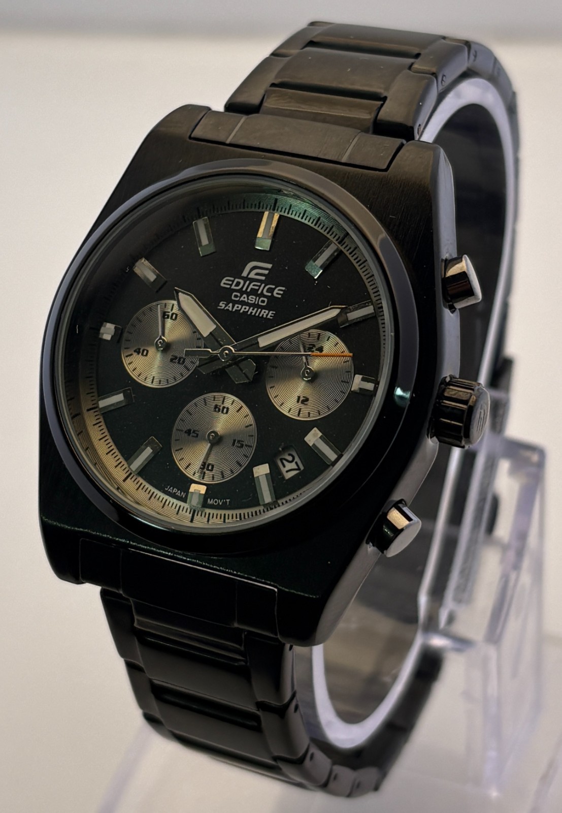 Refurbished Men's EDIFICE Casio Chrono Quartz Black Dial Date/Small-Sec Watch