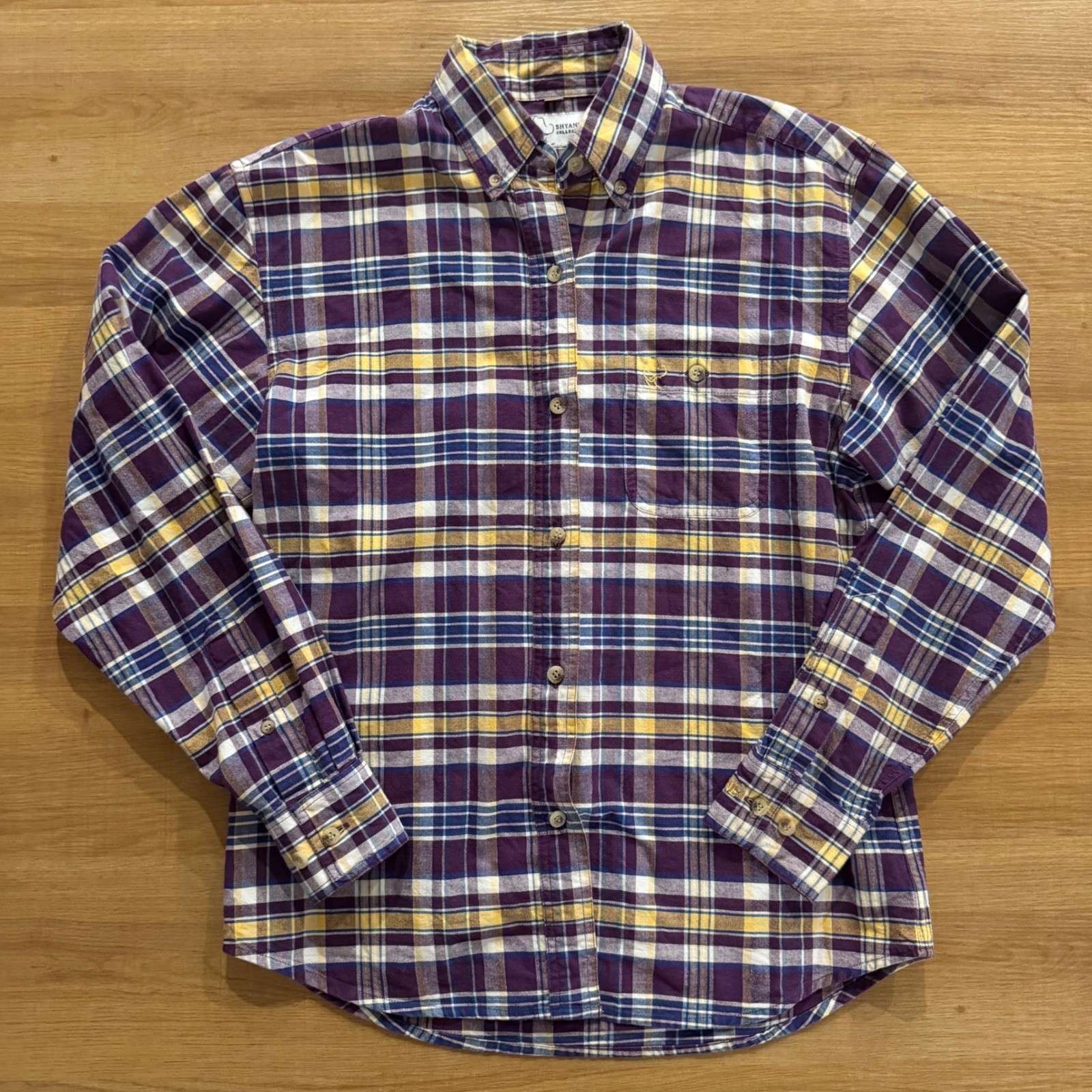 Shyanne Collection Womens Small Purple Yellow Plaid Button Down Western Shirt