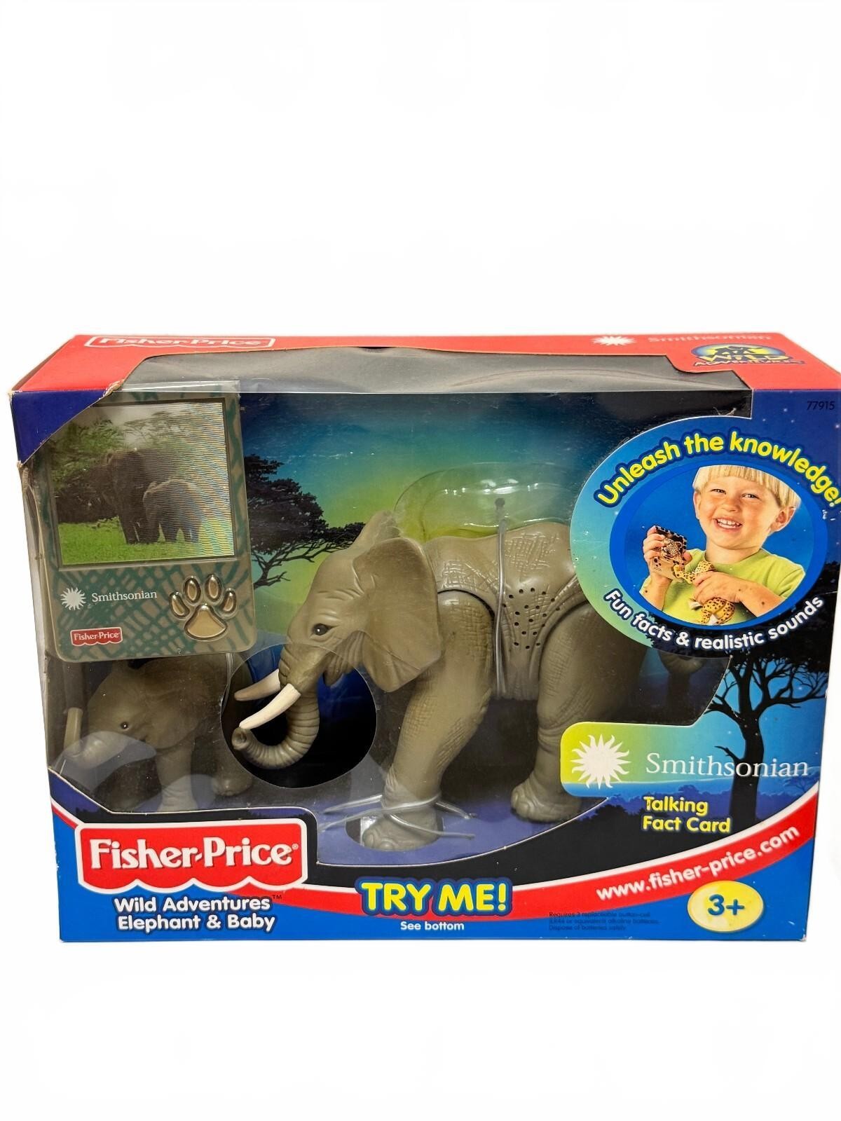 Vintage 2001 Fisher-Price Smithsonian Wild Adventures Elephant & Baby NIB Vintage 2001 Fisher-Price Smithsonian Wild Adventures Elephant & Baby NIB