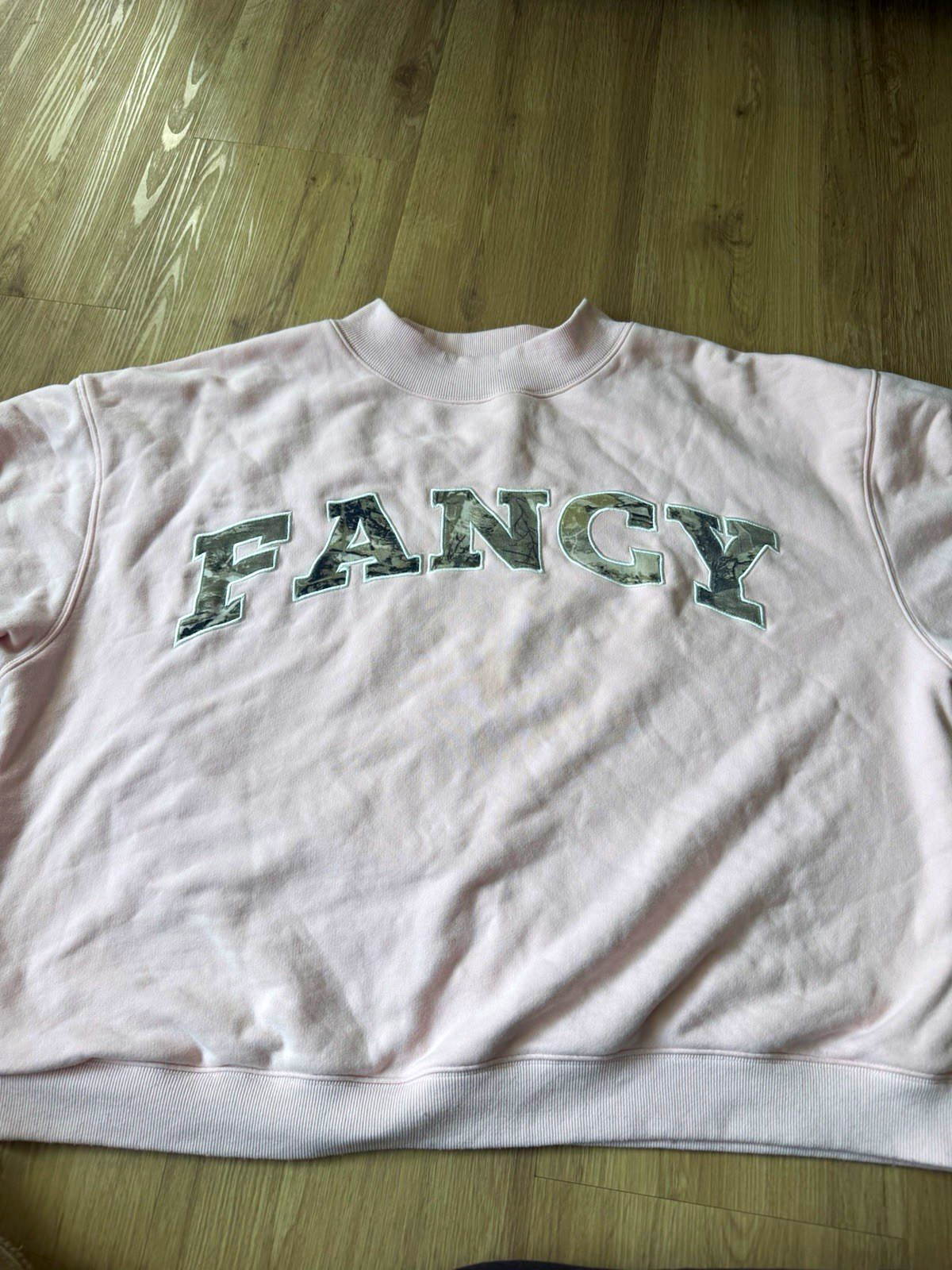 FANCY Pink Women\'s Crew Neck Pullover Sweatshirt Long Sleeve Graphic Logo FANCY Pink Women\'s Crew Neck Pullover Sweatshirt Long Sleeve Graphic Logo