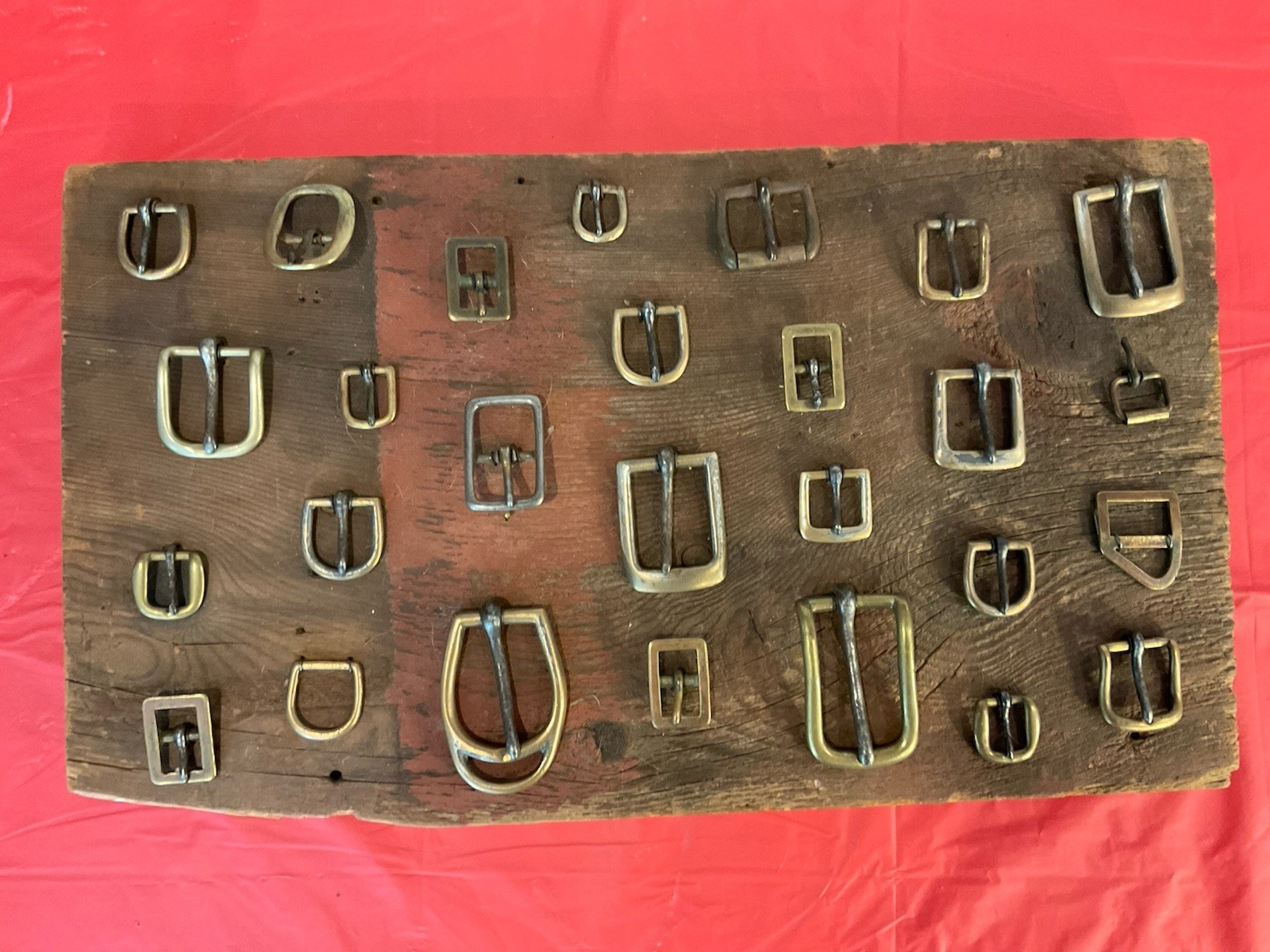Antique Brass Horse Harness Buckle Collection 27 Mounted Barn Wood Primitive