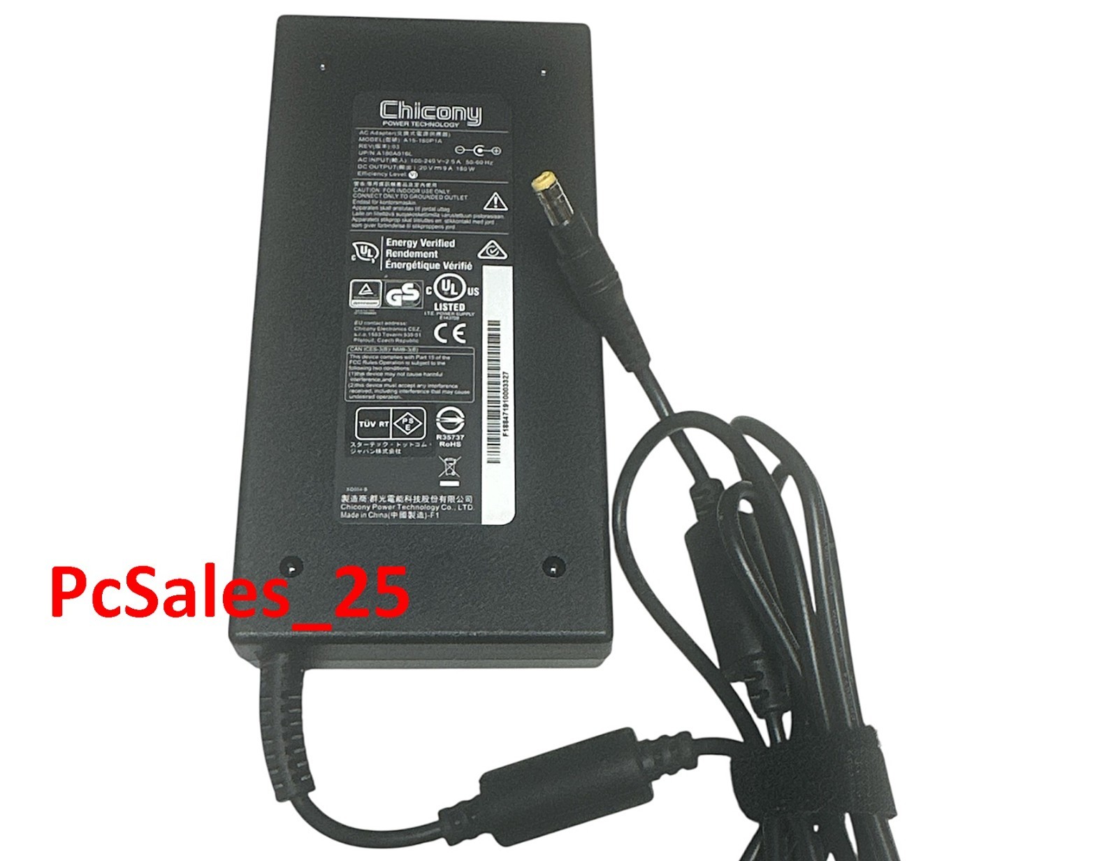 AC Adapter Charger OEM Chicony 20V 9A 180W A15-180P1A A180A016L Yellow plug