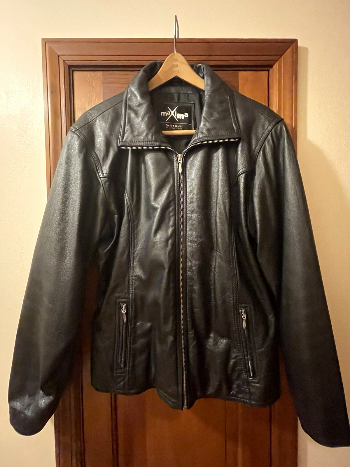 Vintage 90s Wilsons Maxima Black Leather Jacket Women’s XL Soft Zip Front