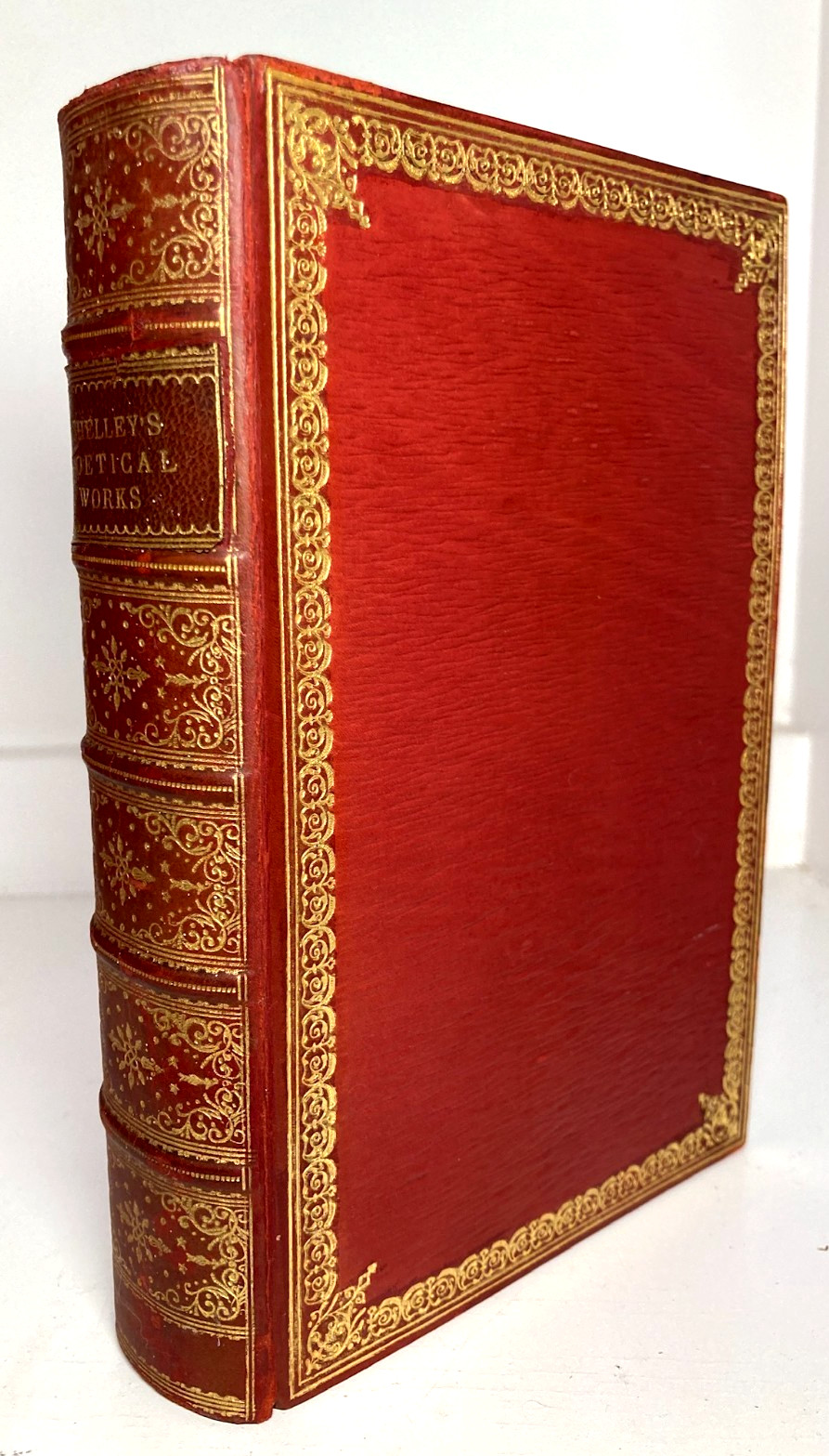 1919 SHELLEY COMPLETE POEMS RIVIERE & SON RED MOROCCO LEATHER FINE BINDING