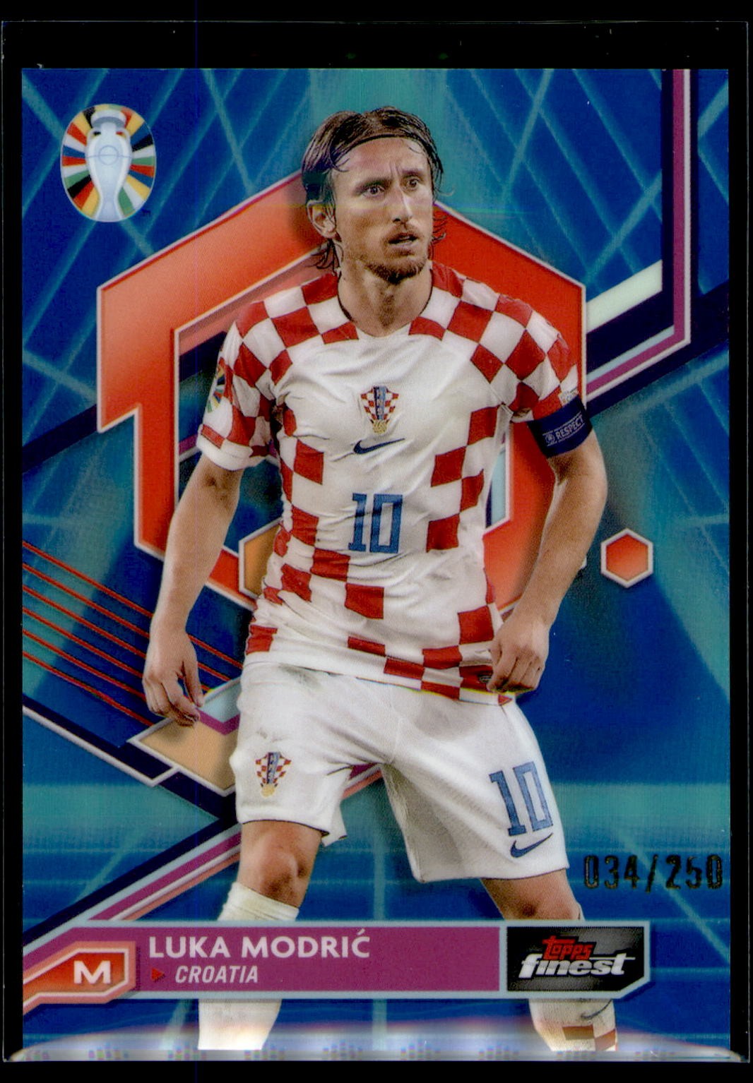 2023 Topps Finest Road to Euro 2024 Luka Modric Blue/Aqua Vaporwave /250 #14